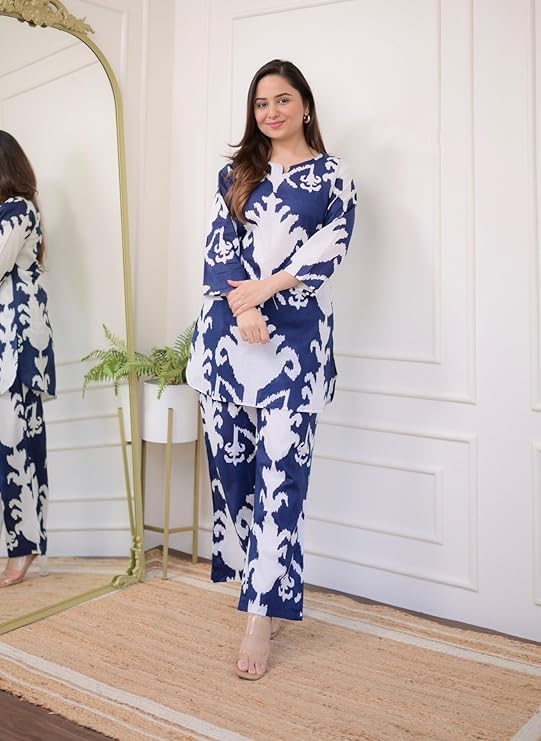 Azure Bloom Ikat Co-ord Set