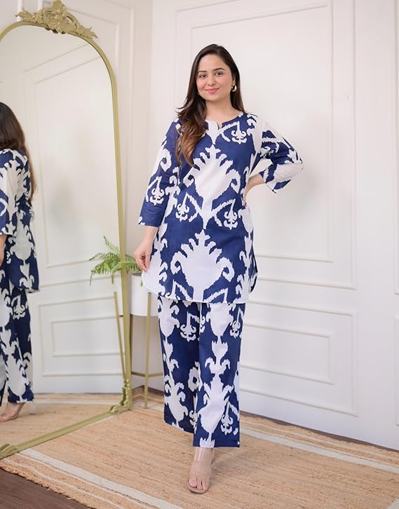 Azure Bloom Ikat Co-ord Set