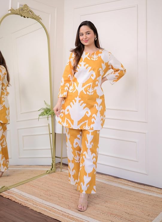 Golden Radiance Ikat Co-ord Set