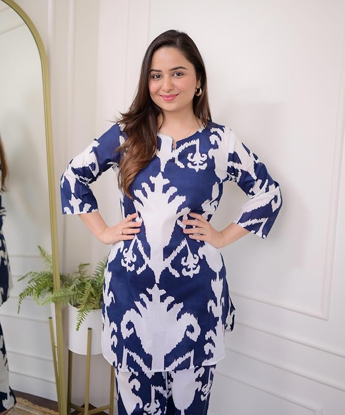 Azure Bloom Ikat Co-ord Set