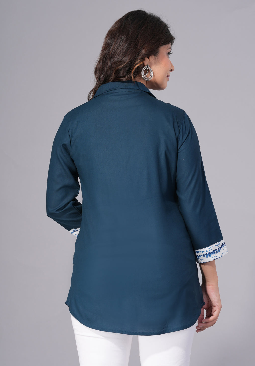 Indigo Grace Rayon Embellished Tunic Top