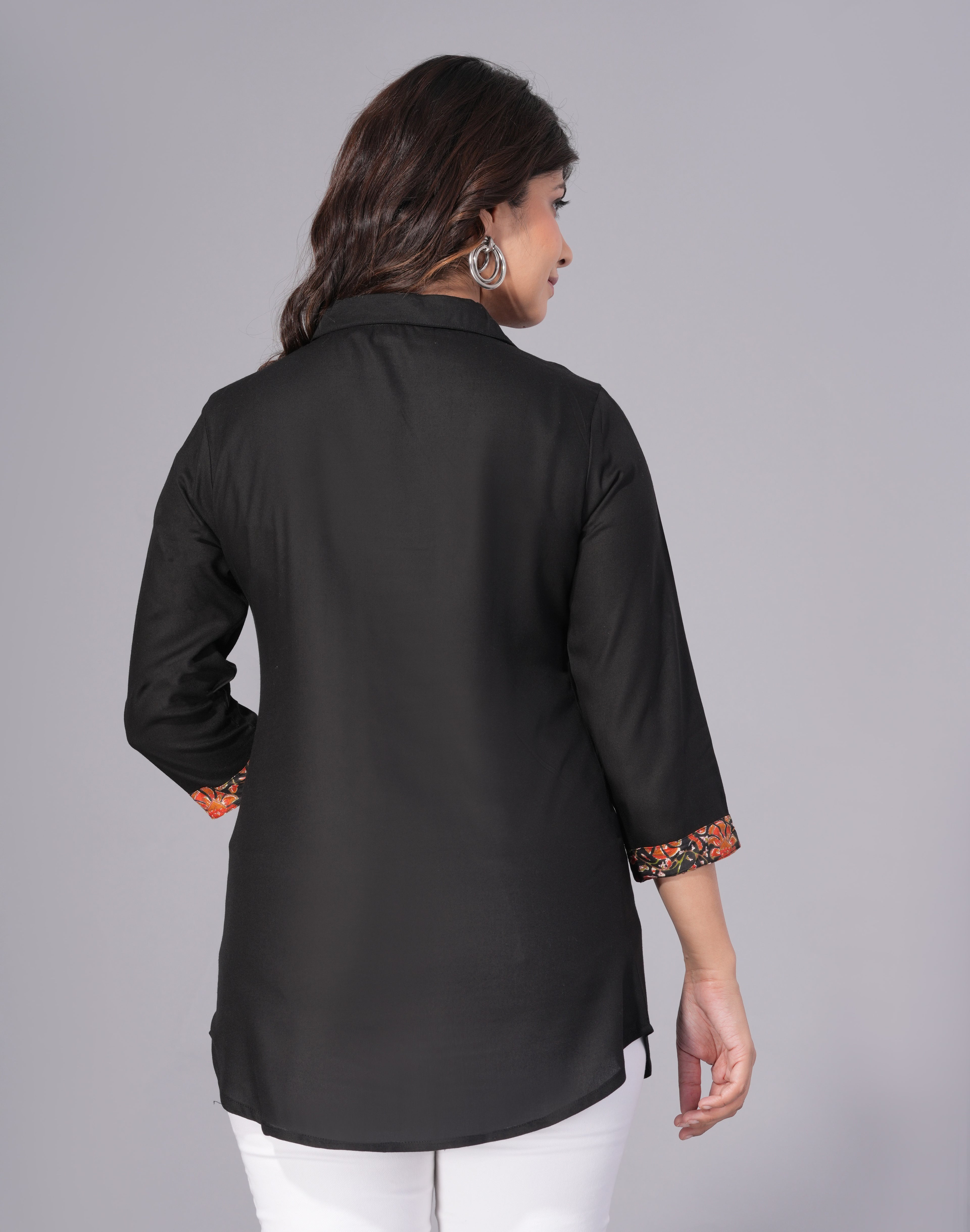 Midnight Charm Rayon Embellished Tunic Top