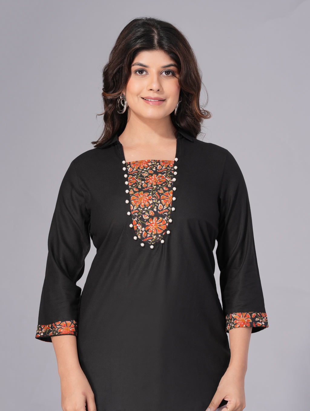 Midnight Charm Rayon Embellished Tunic Top