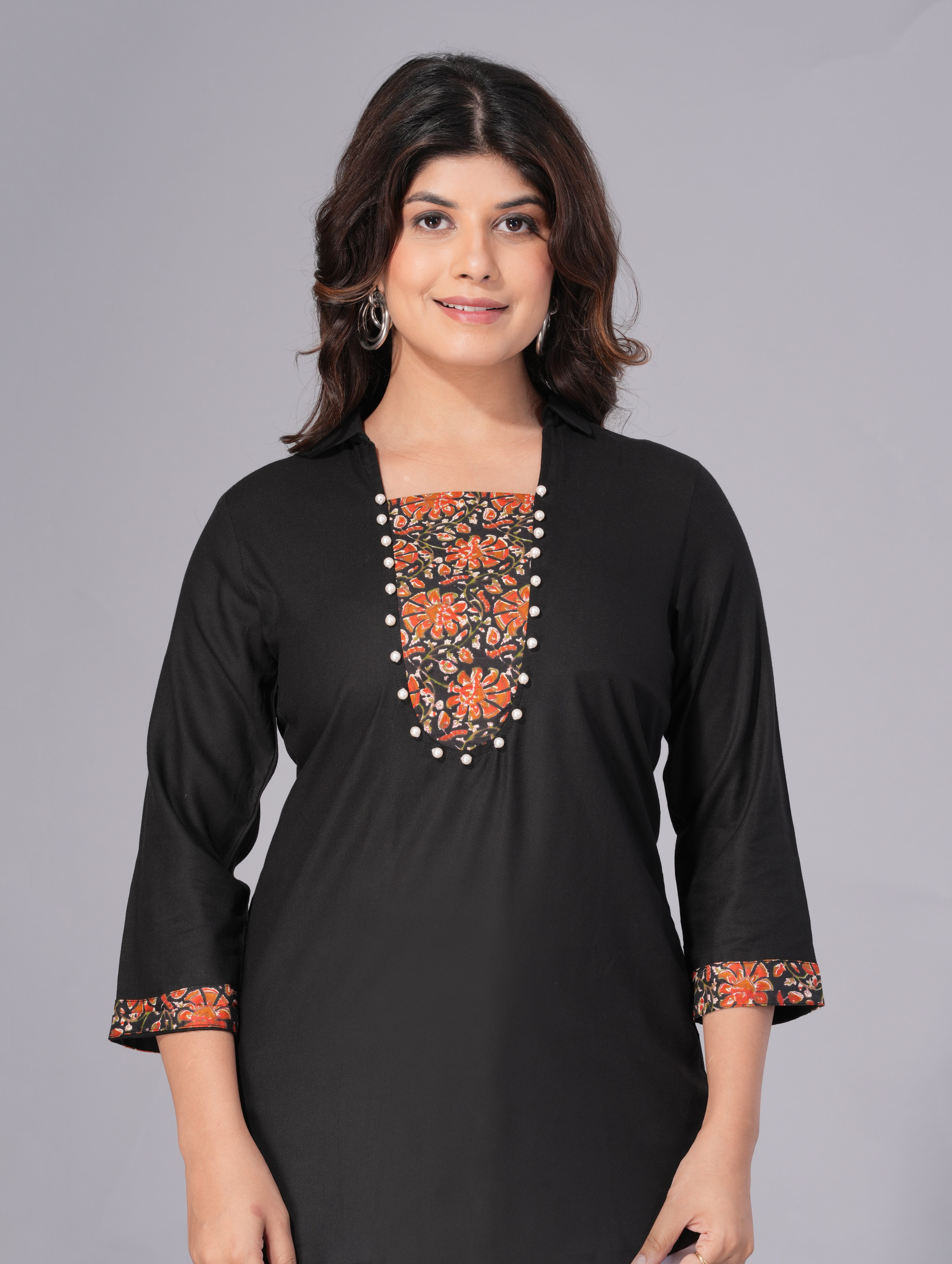 Midnight Charm Rayon Embellished Tunic Top