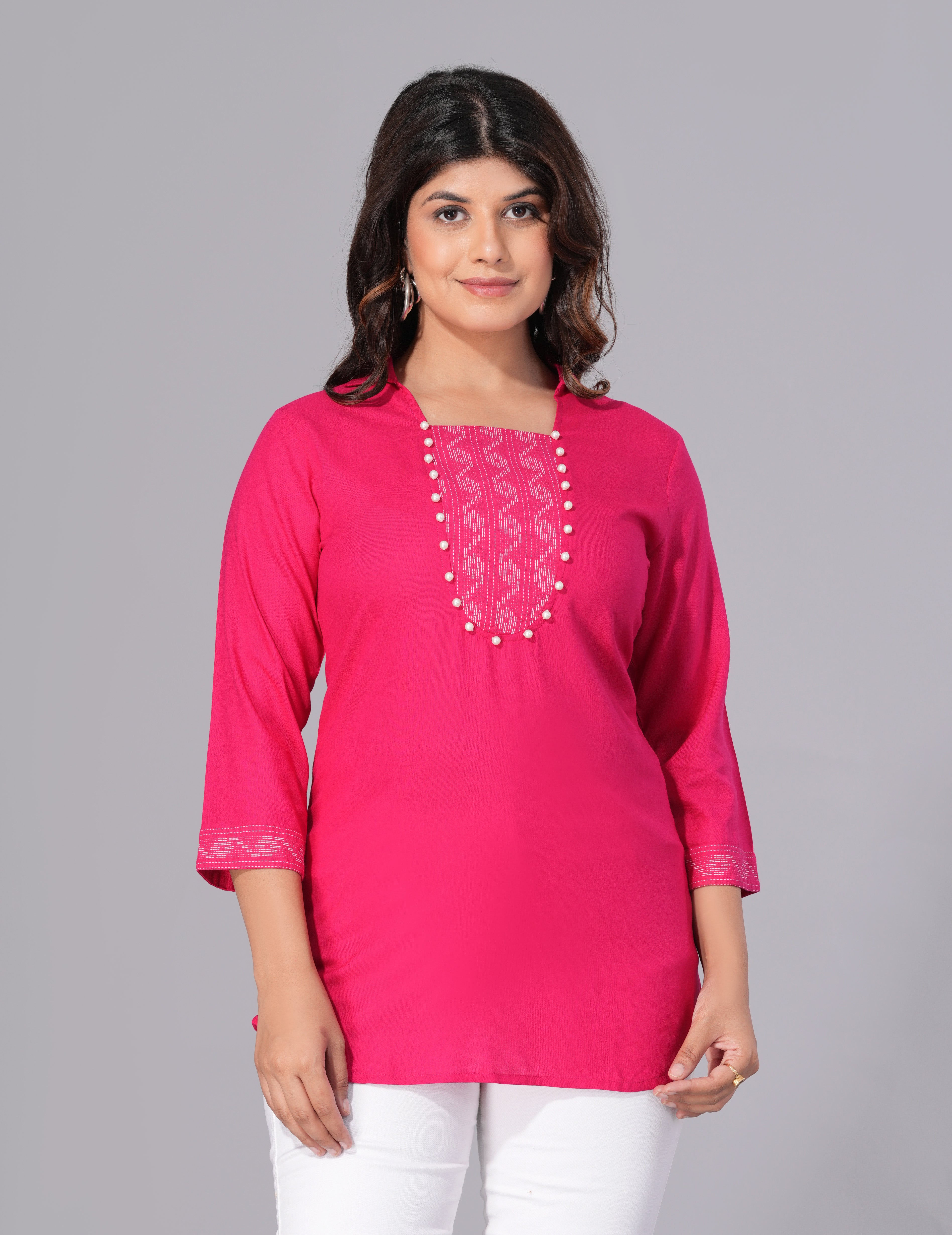 Rani Elegance Rayon Embellished Tunic Top