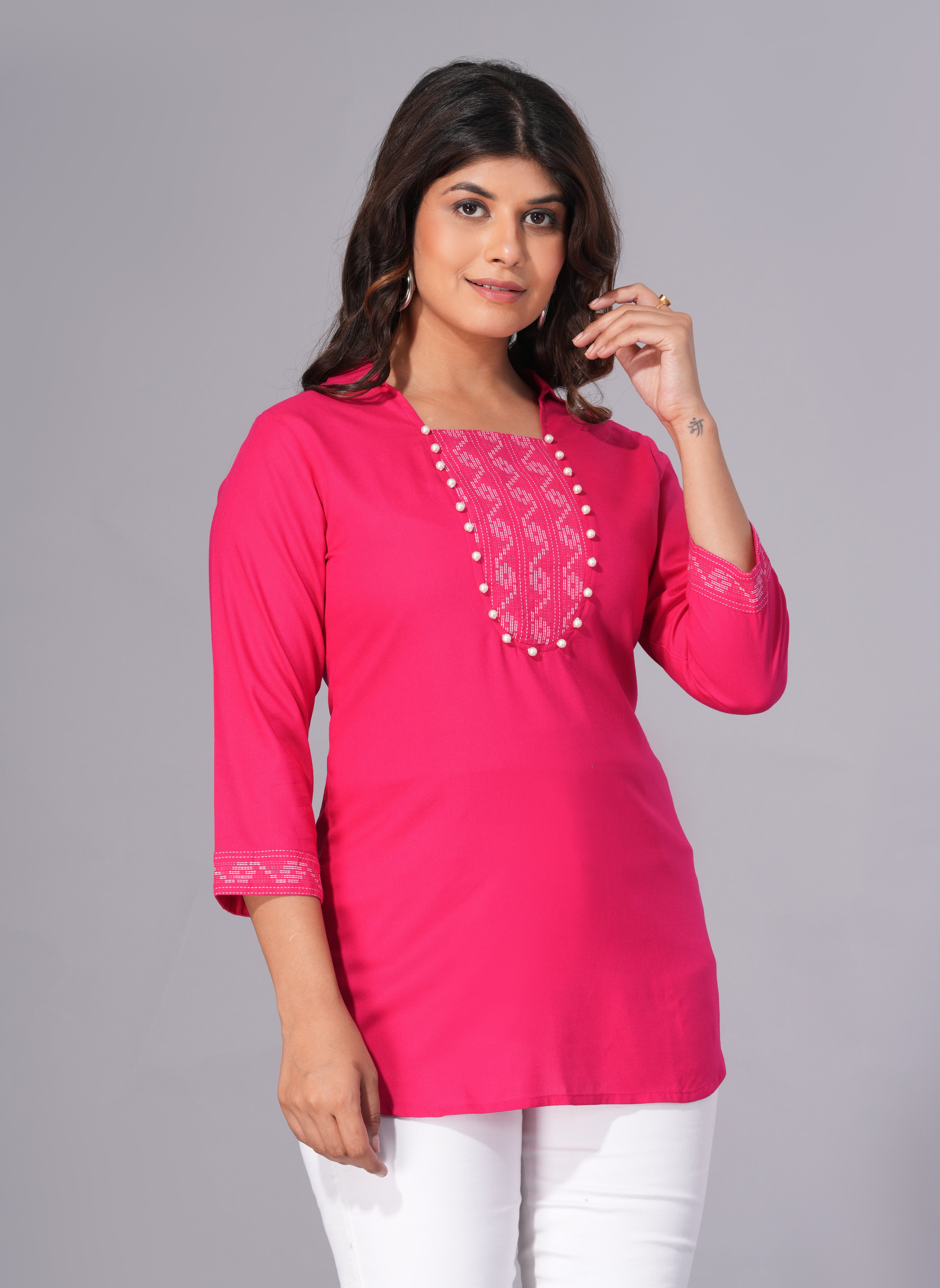 Rani Elegance Rayon Embellished Tunic Top