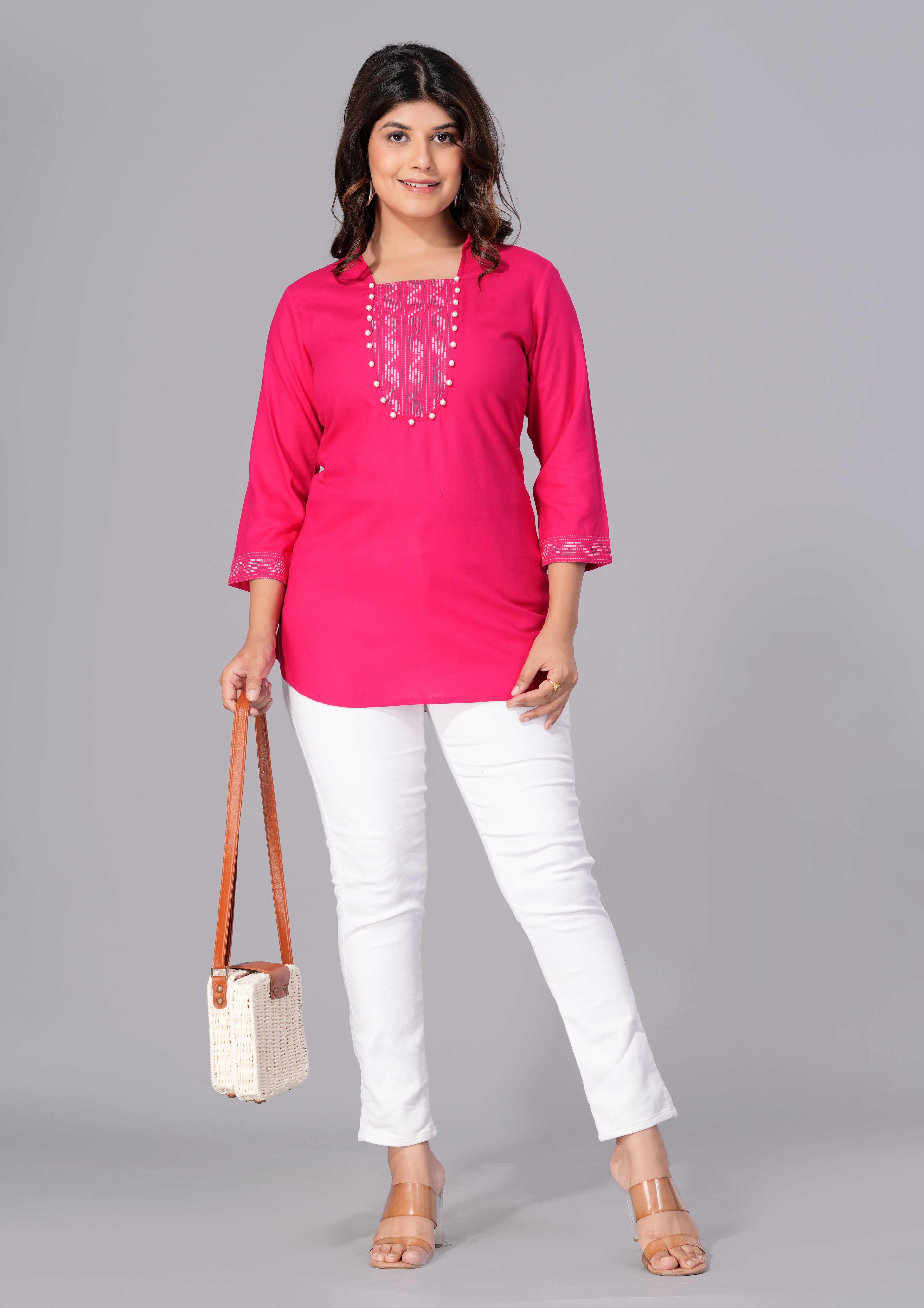 Rani Elegance Rayon Embellished Tunic Top