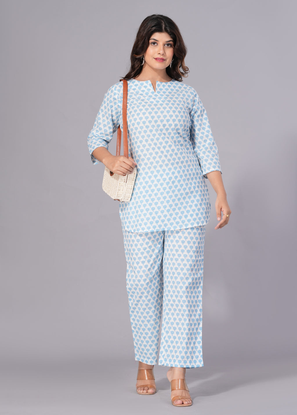 Sky Serenity Printed Cotton Co-ord Set