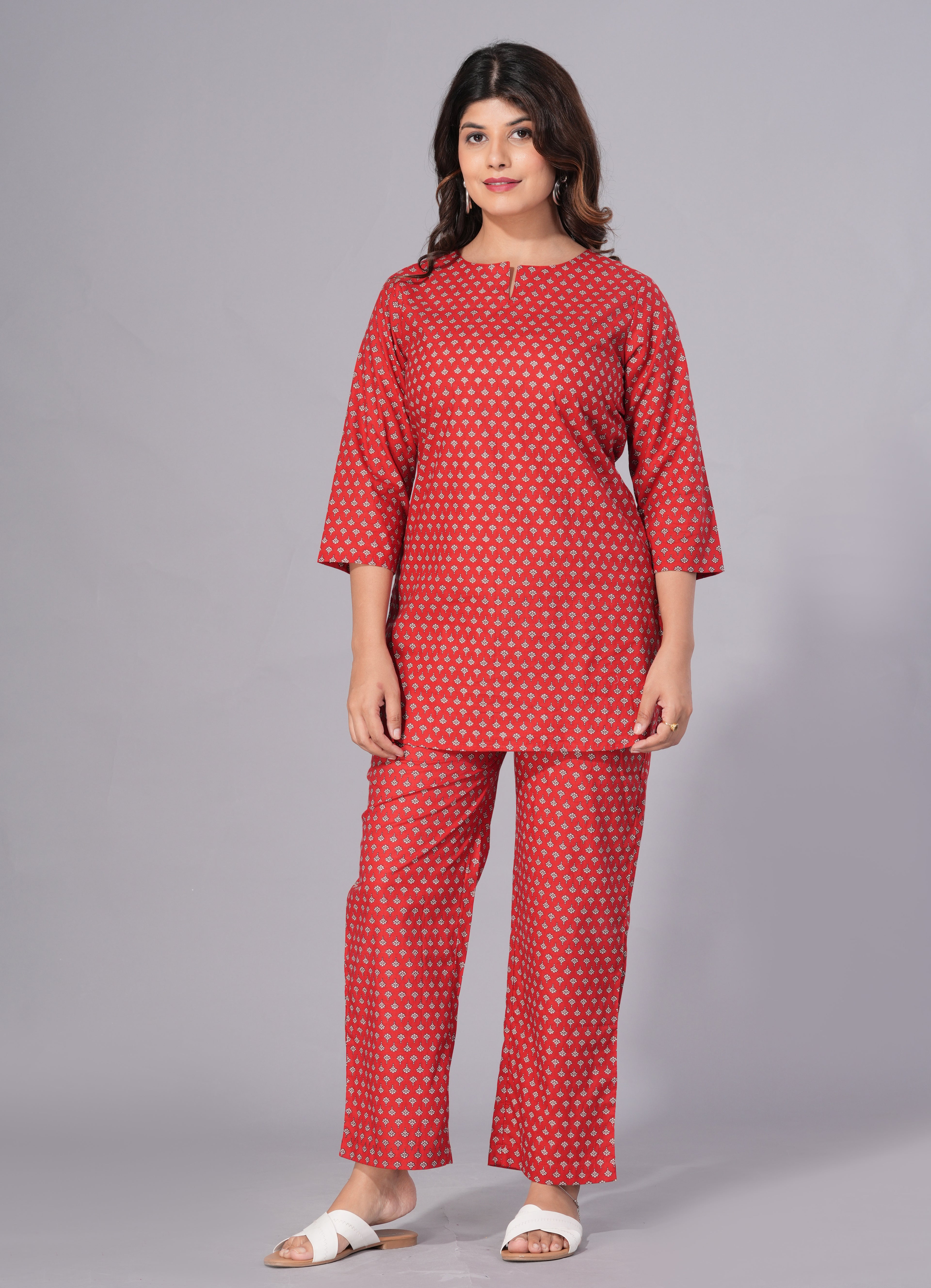 Ruby Charm Printed Cotton Co-ord Set