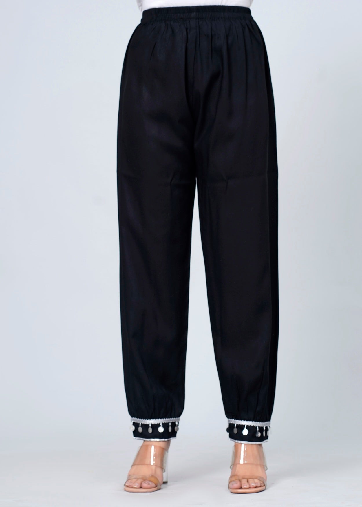 Elegant Black Rayon Pathani Suit Set with White Lace Detailing