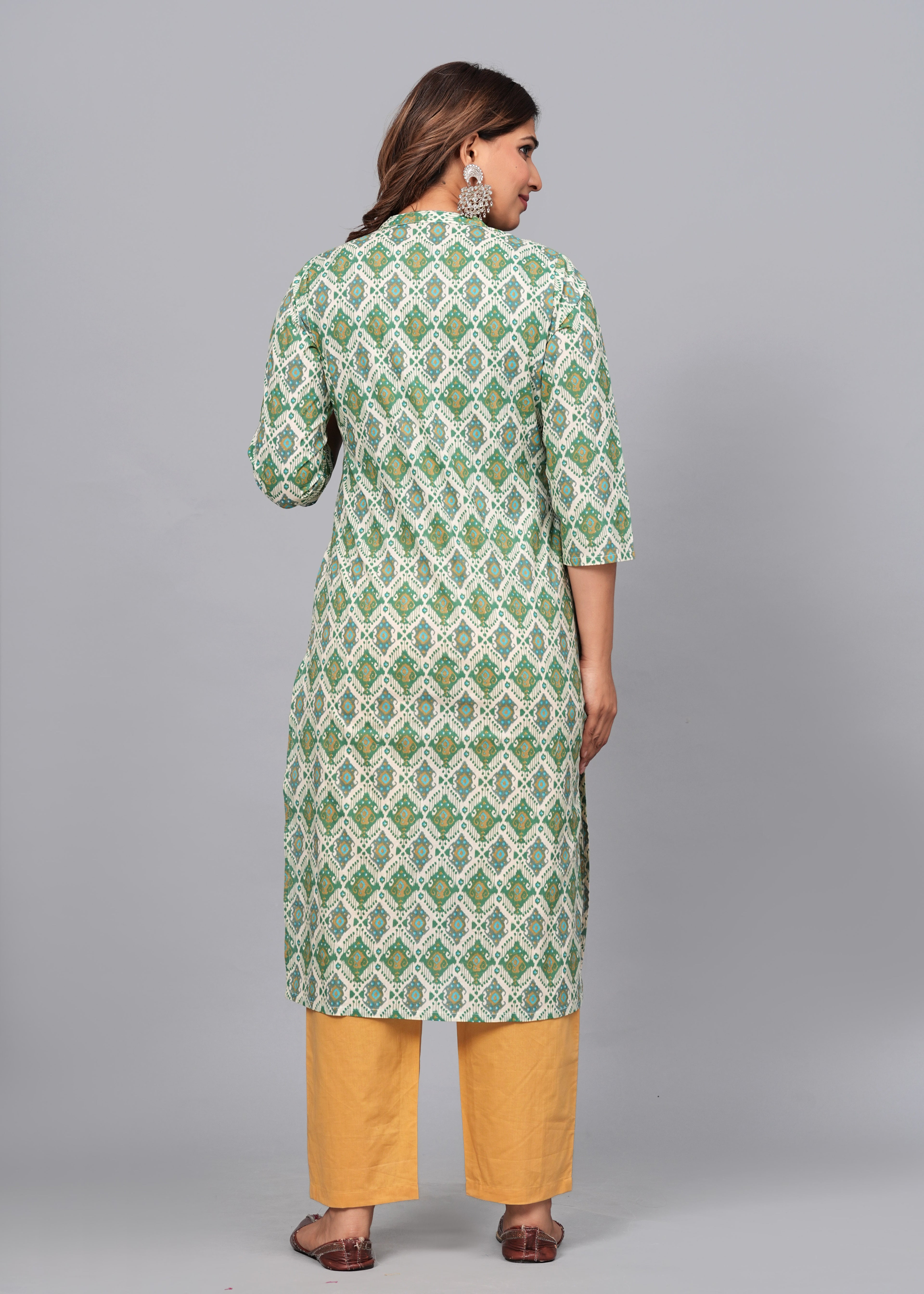Emerald Harmony Cotton Printed Kurta