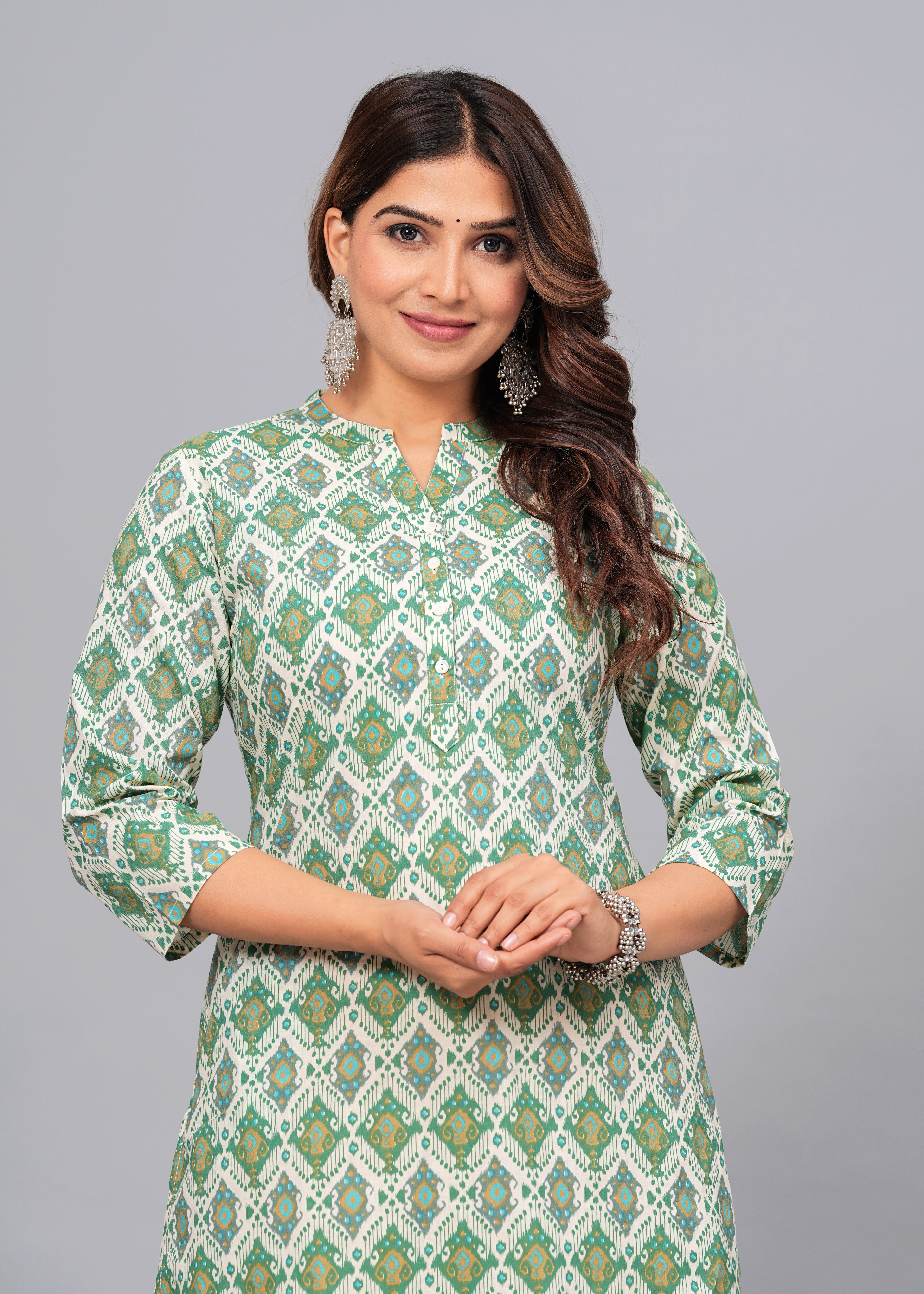 Emerald Harmony Cotton Printed Kurta
