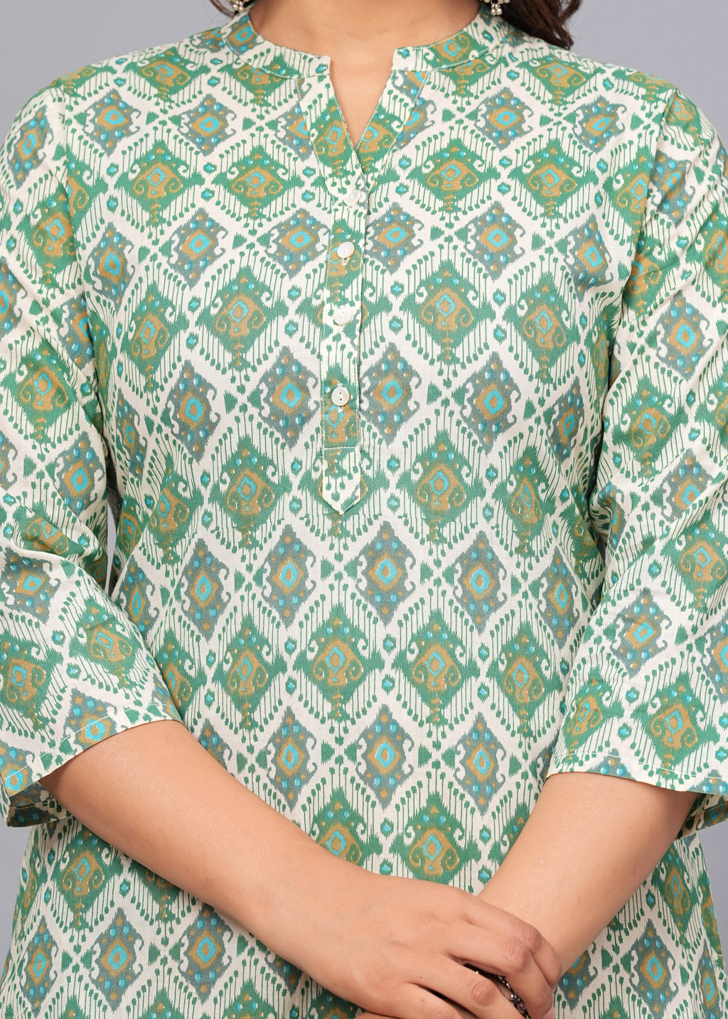 Emerald Harmony Cotton Printed Kurta