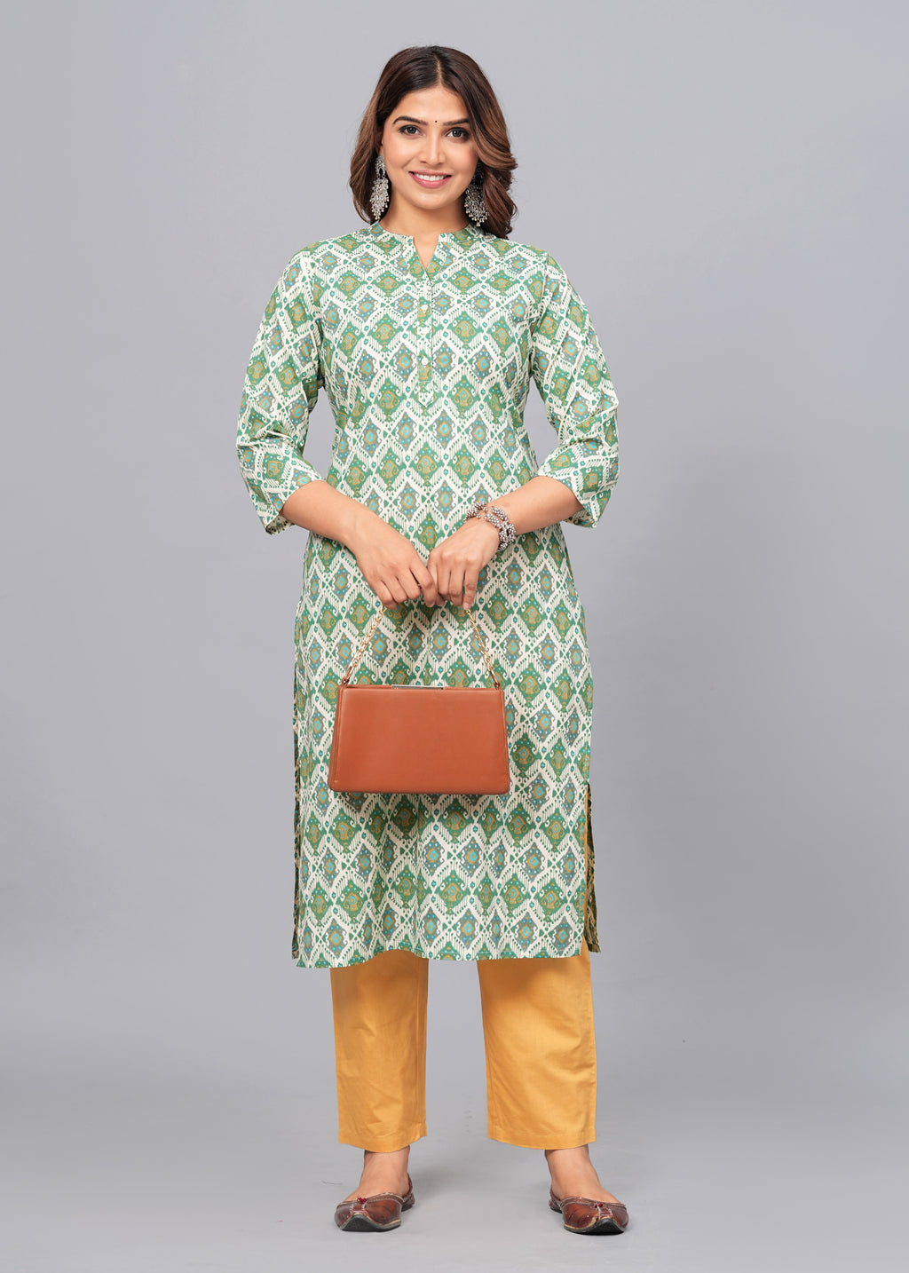 Emerald Harmony Cotton Printed Kurta