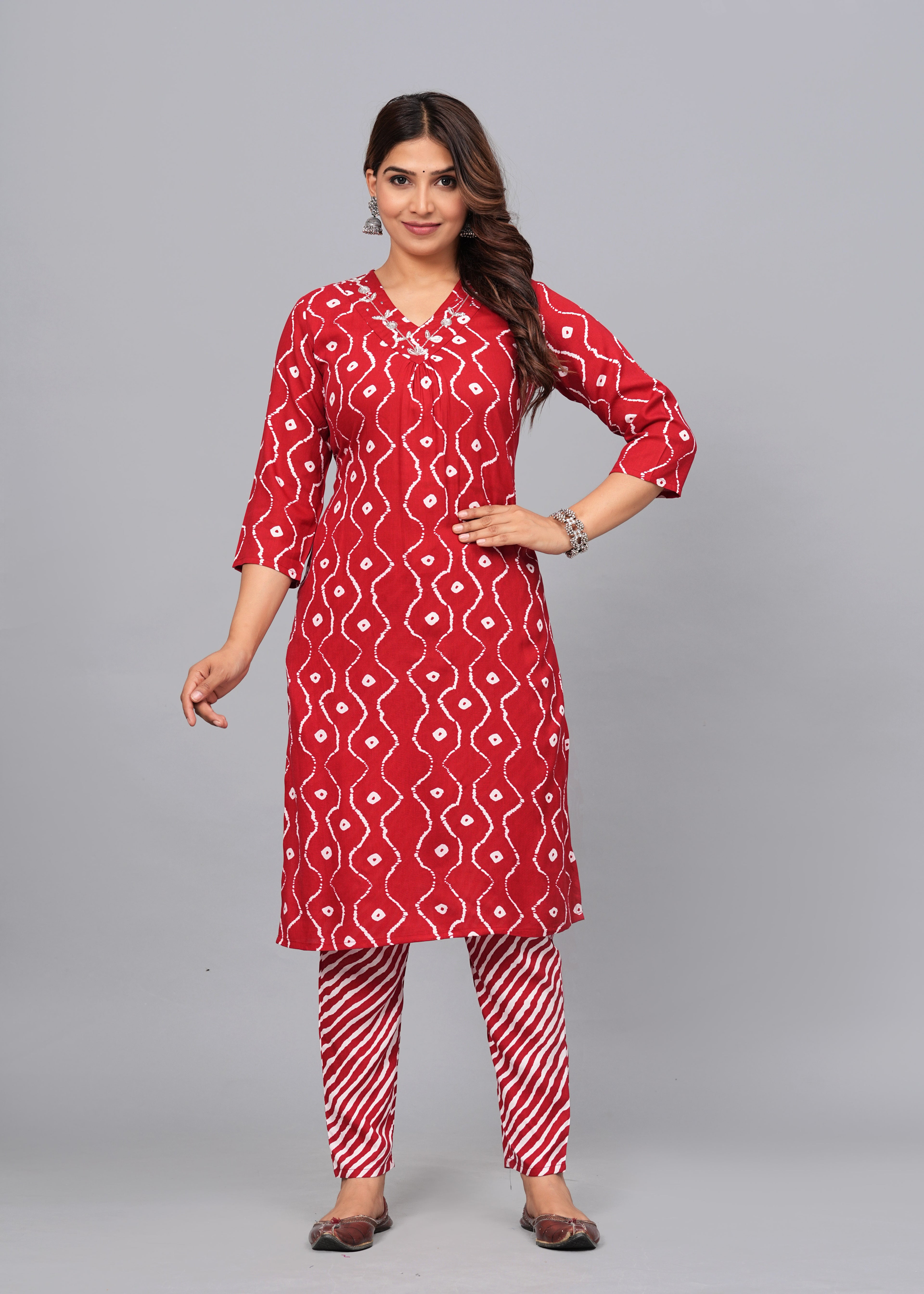 Crimson Wave Handcrafted Cotton Co-ord Set