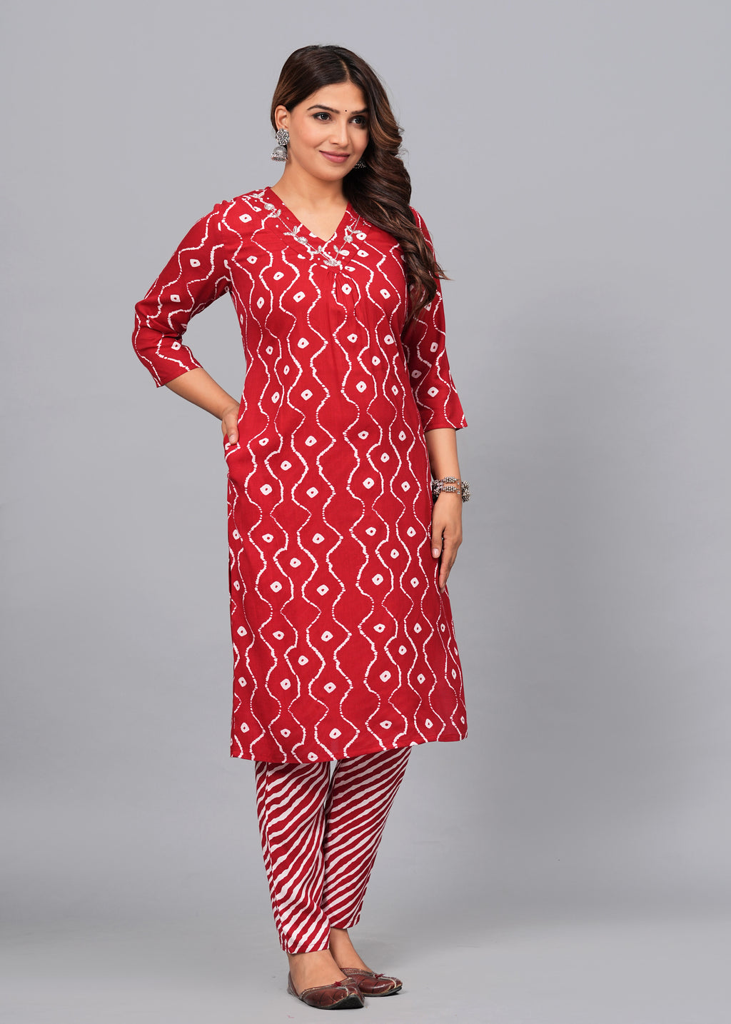 Crimson Wave Handcrafted Cotton Co-ord Set