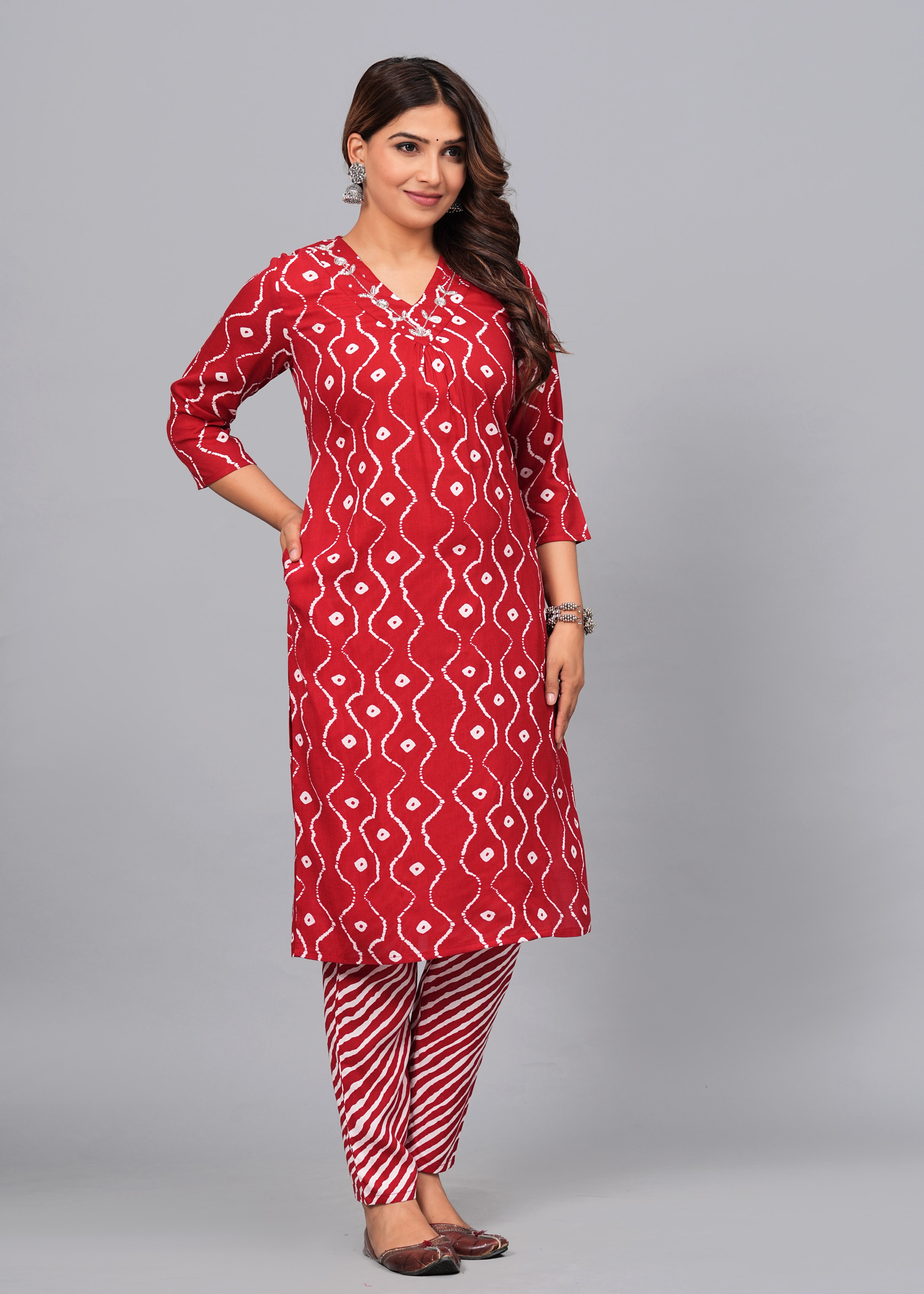 Crimson Wave Handcrafted Cotton Co-ord Set