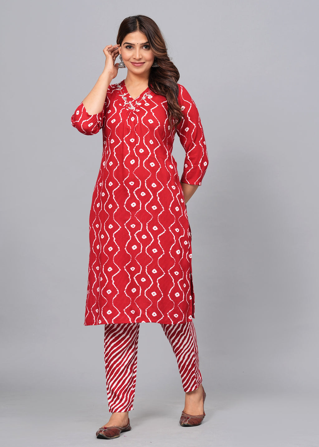 Crimson Wave Handcrafted Cotton Co-ord Set