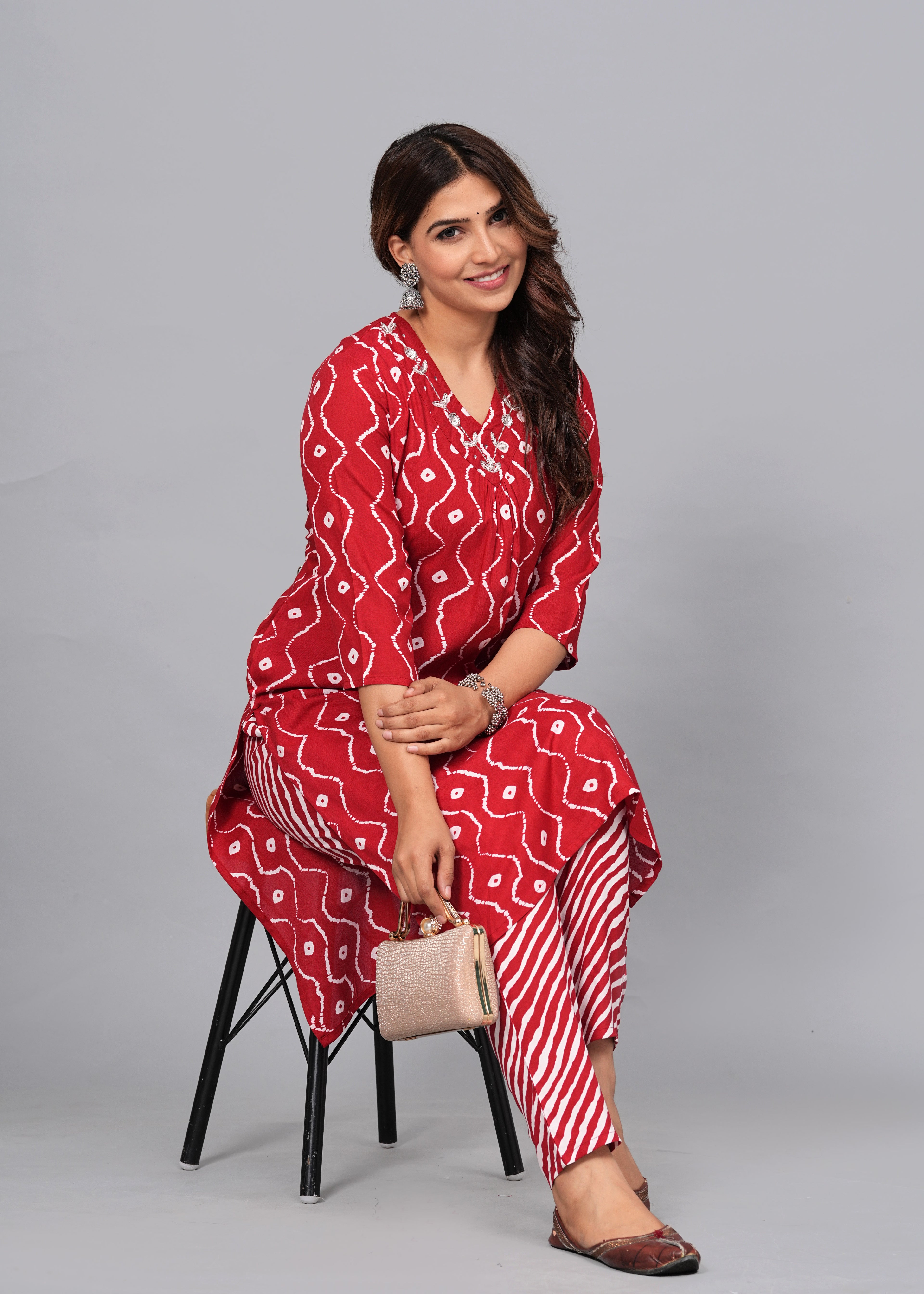 Crimson Wave Handcrafted Cotton Co-ord Set