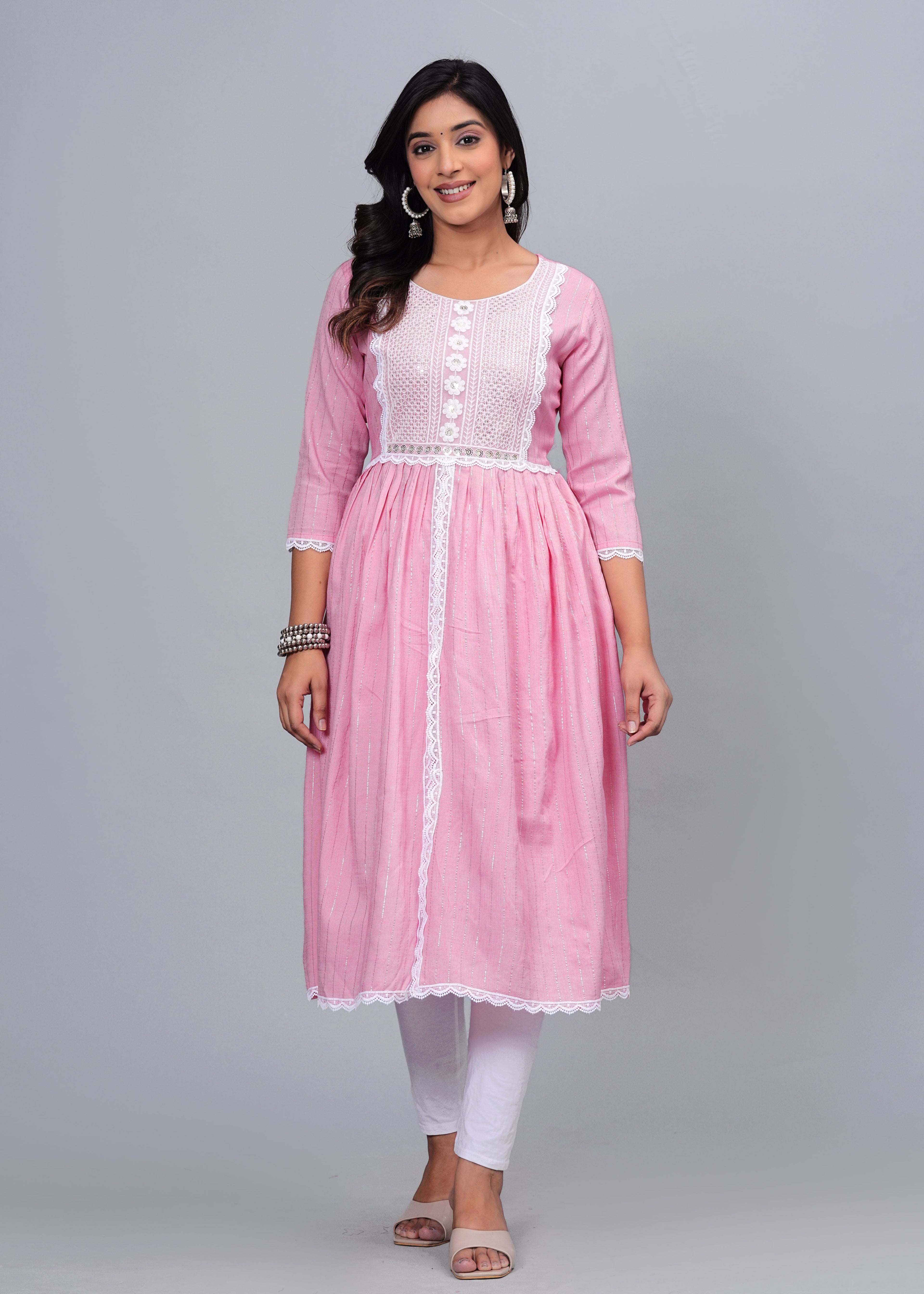Blush Elegance Luxe Cotton Long Kurta