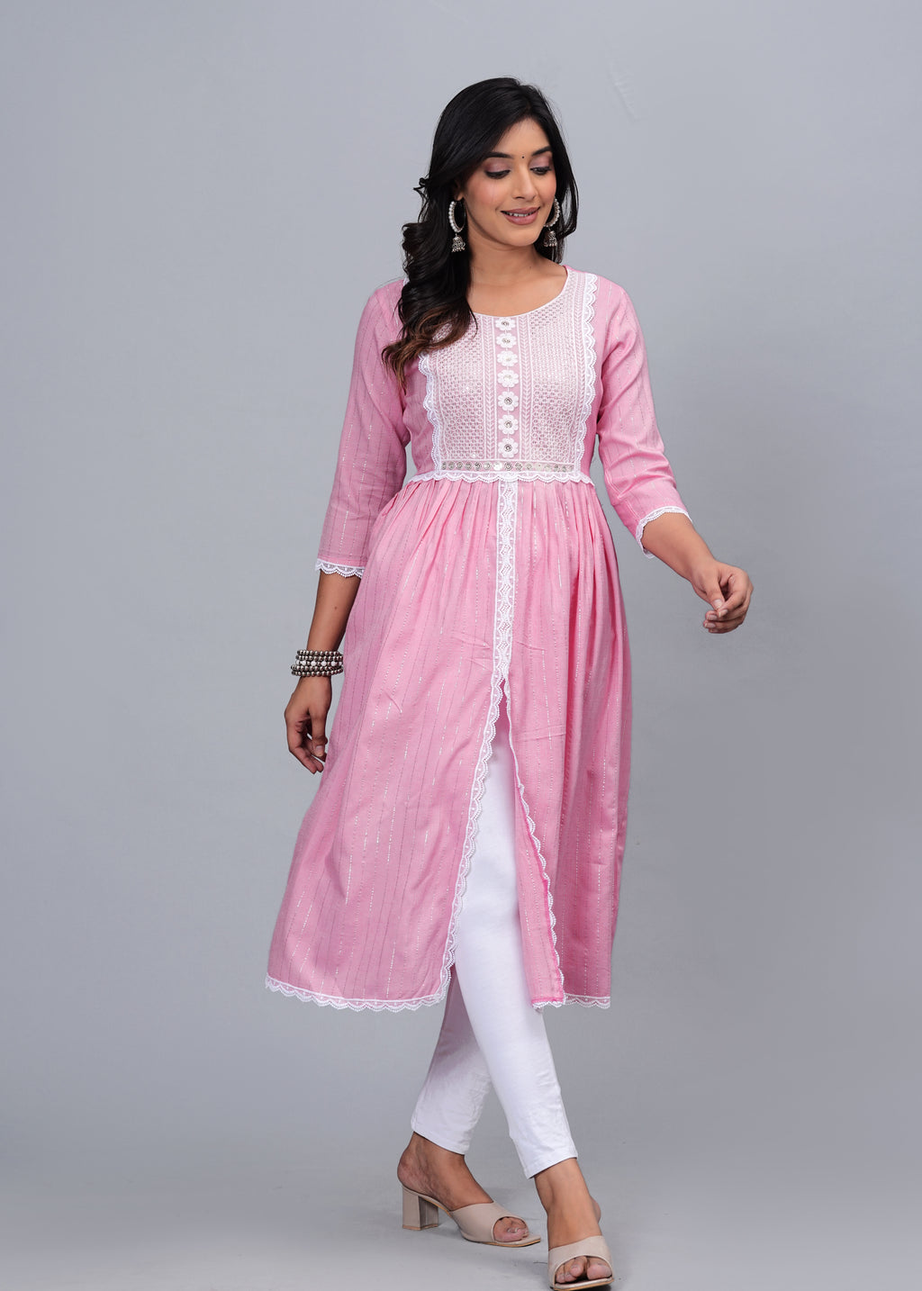 Blush Elegance Luxe Cotton Long Kurta