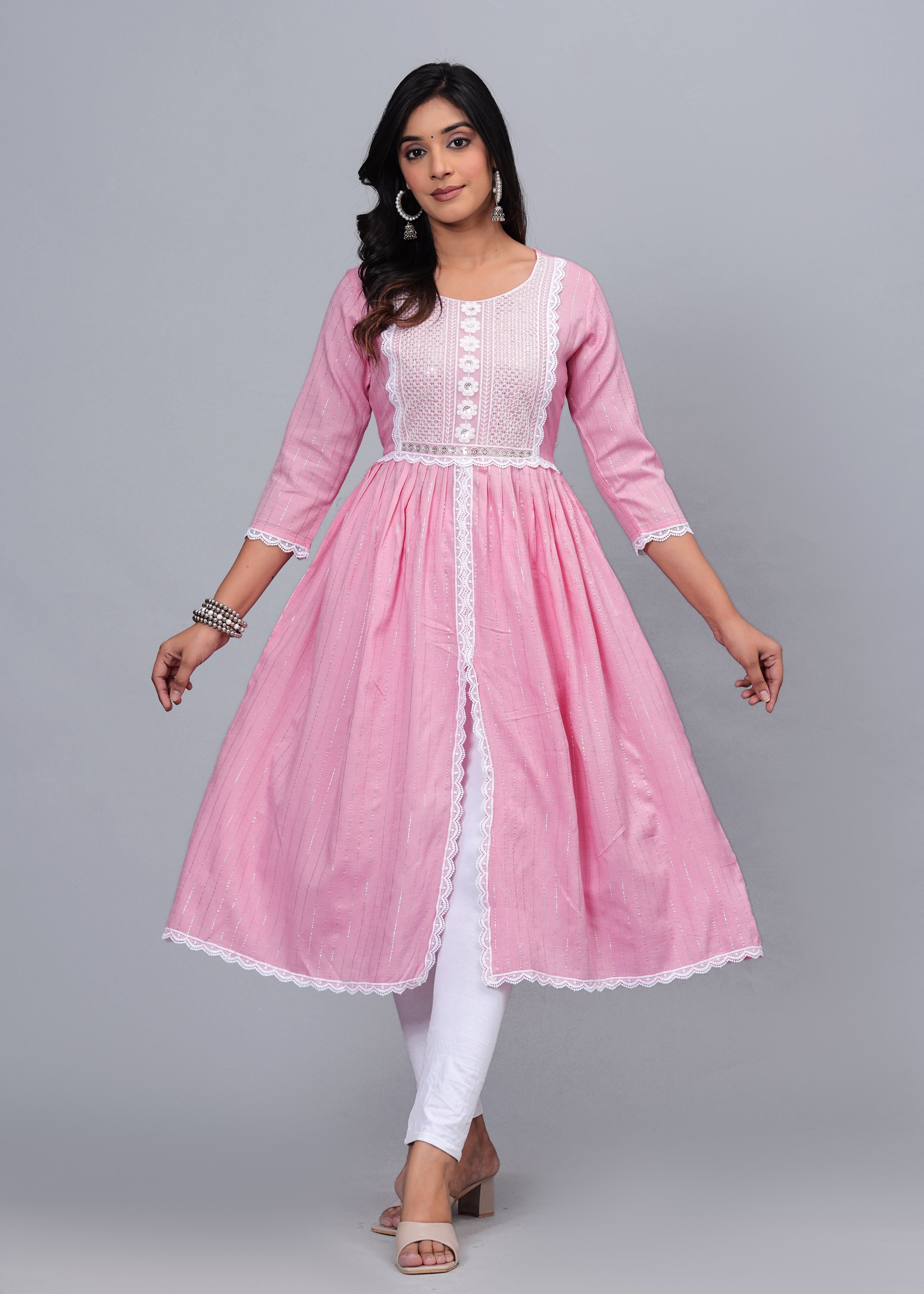 Blush Elegance Luxe Cotton Long Kurta