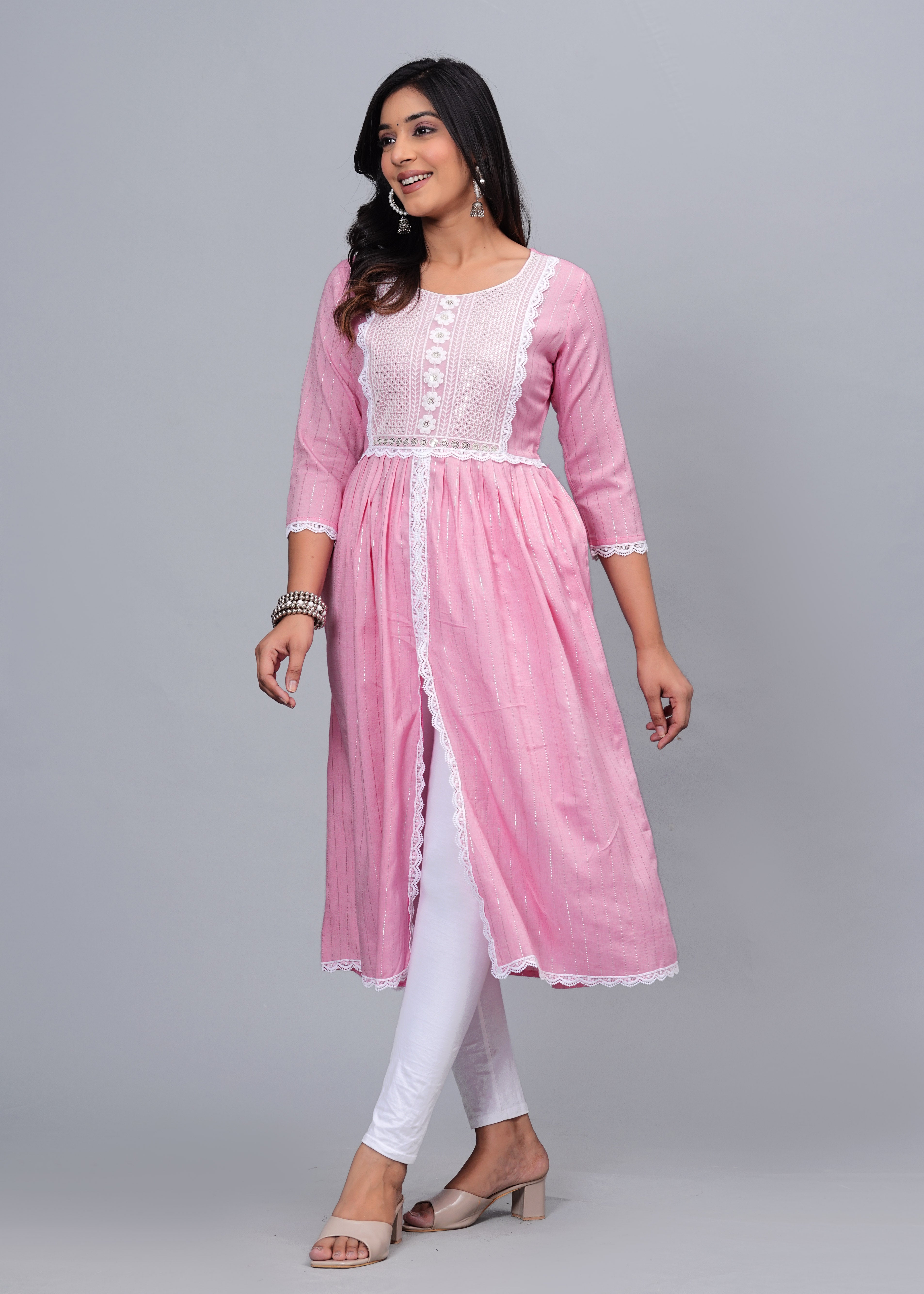 Blush Elegance Luxe Cotton Long Kurta