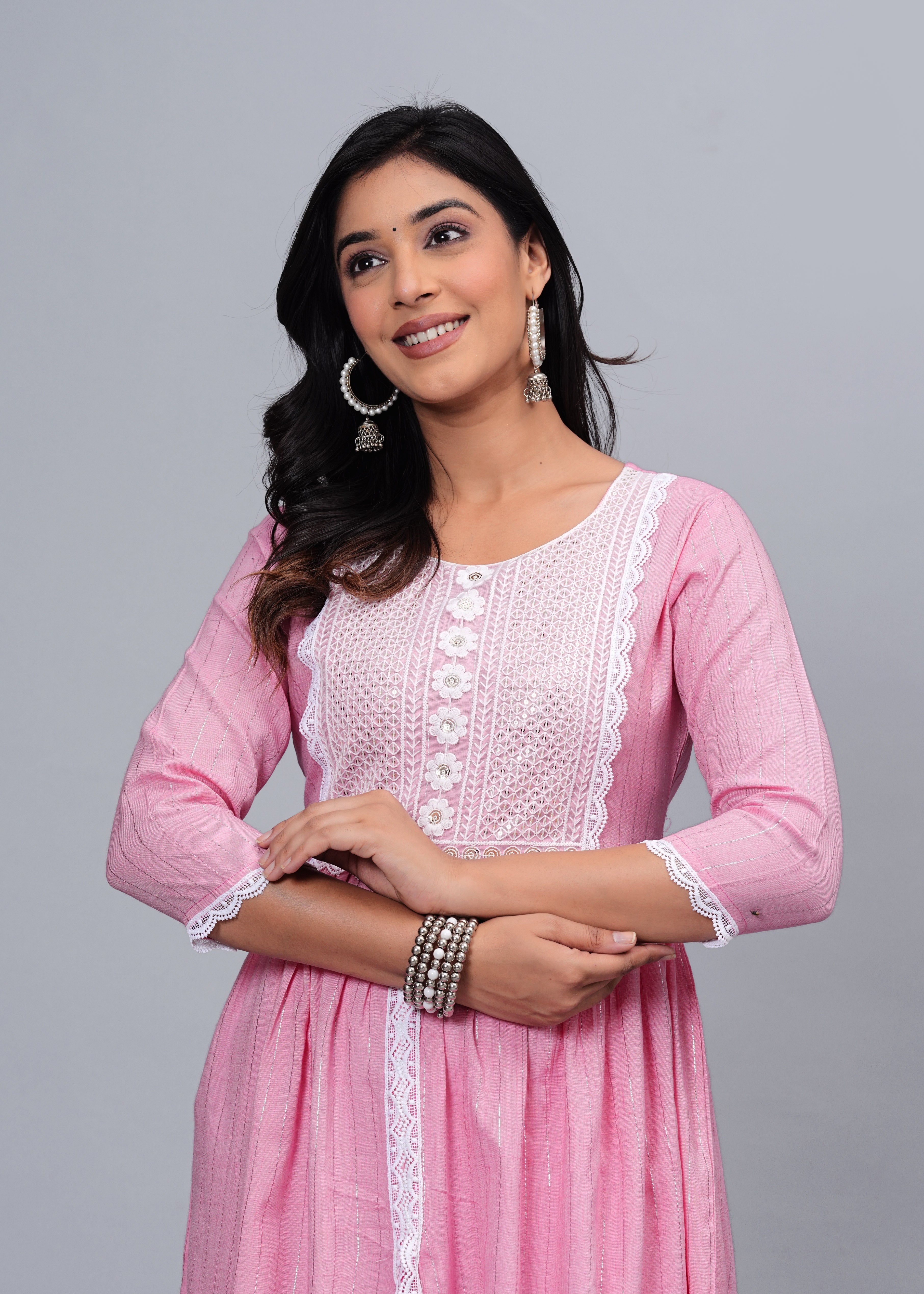 Blush Elegance Luxe Cotton Long Kurta