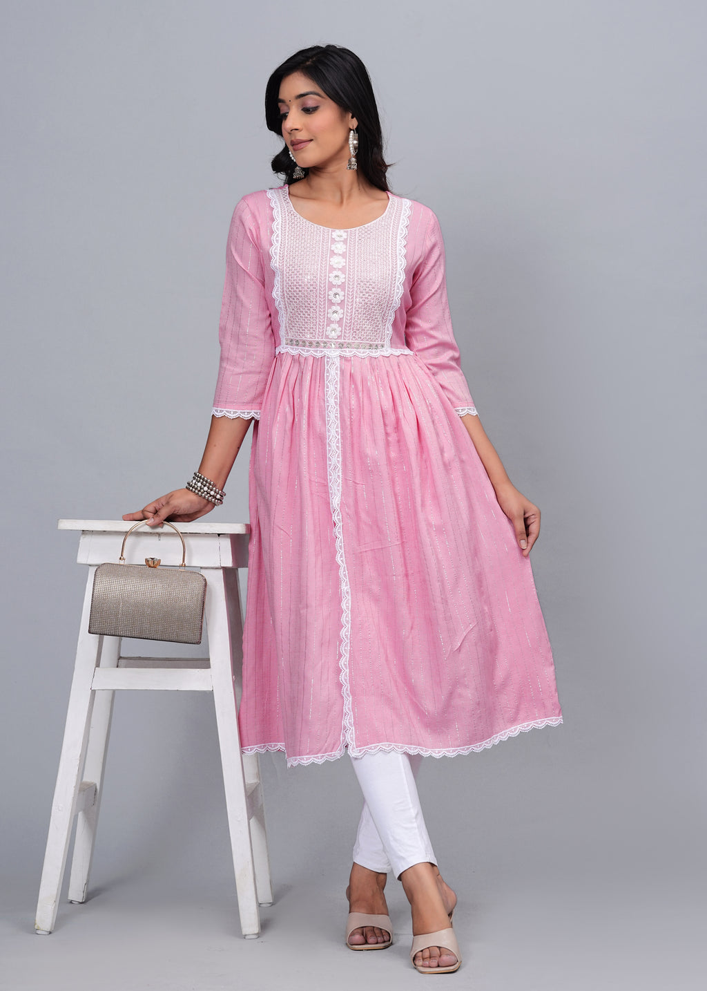 Blush Elegance Luxe Cotton Long Kurta