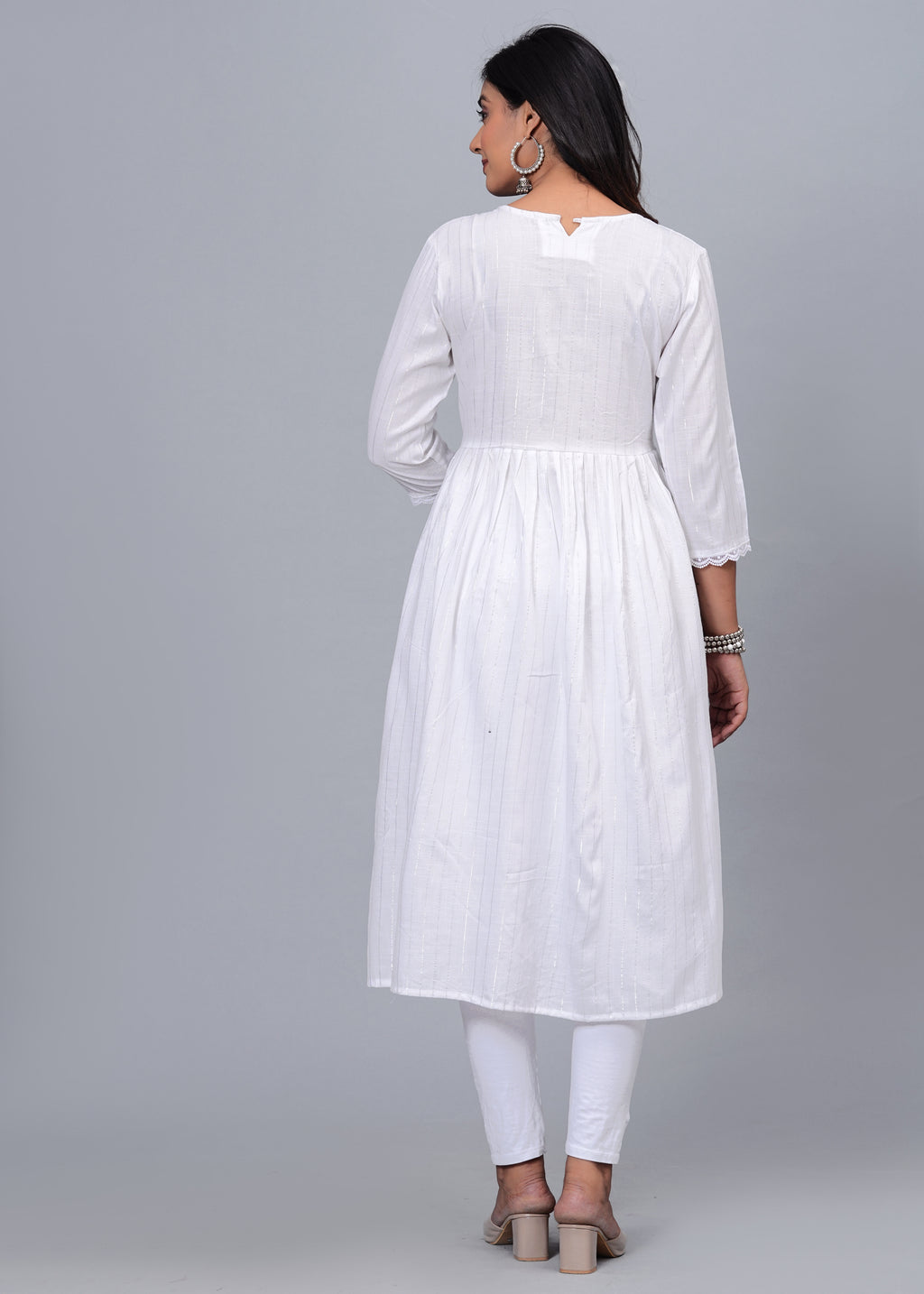 Ivory Grace Cotton Schiffli Embroidered A-Line Kurta