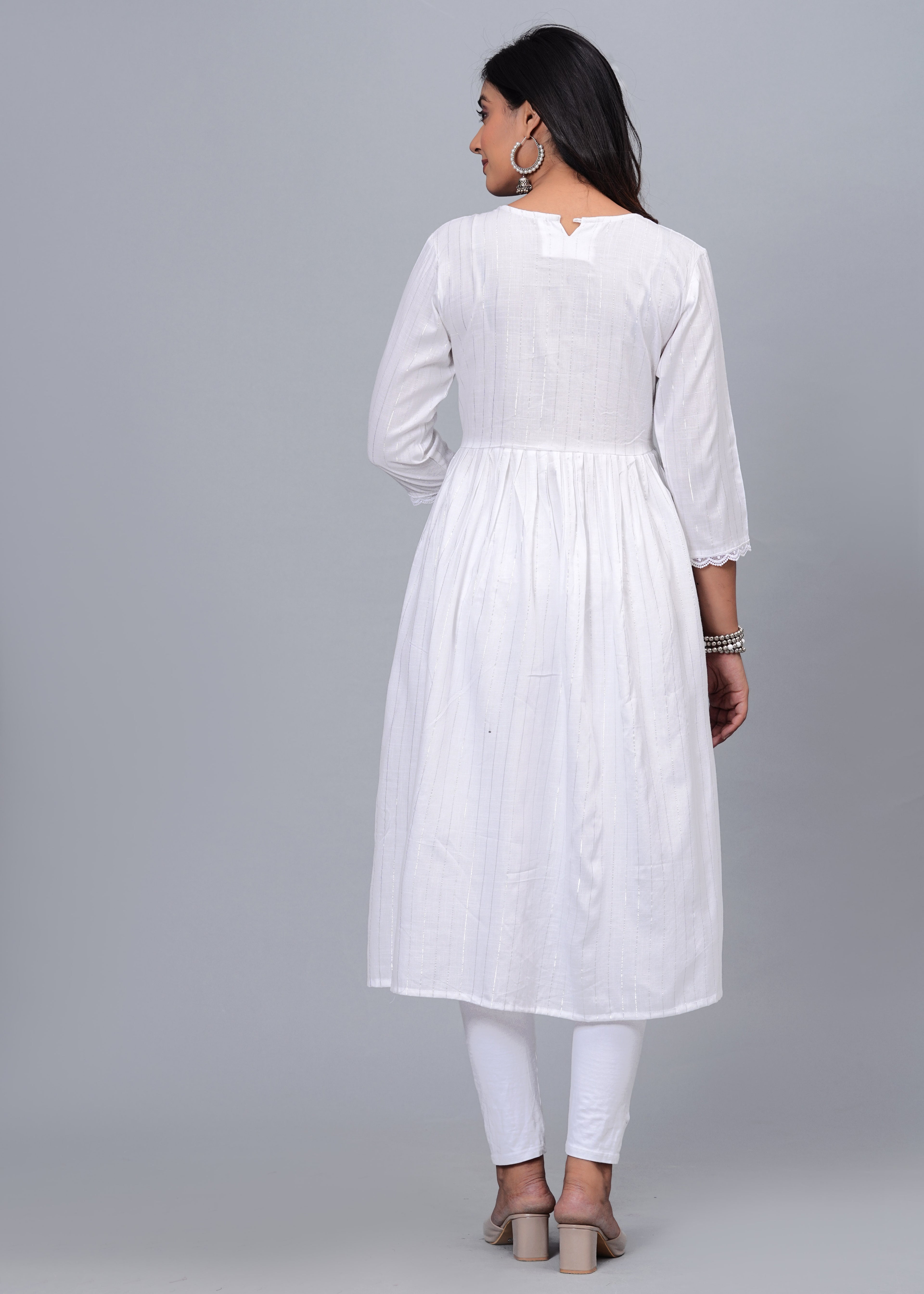 Ivory Grace Cotton Schiffli Embroidered A-Line Kurta