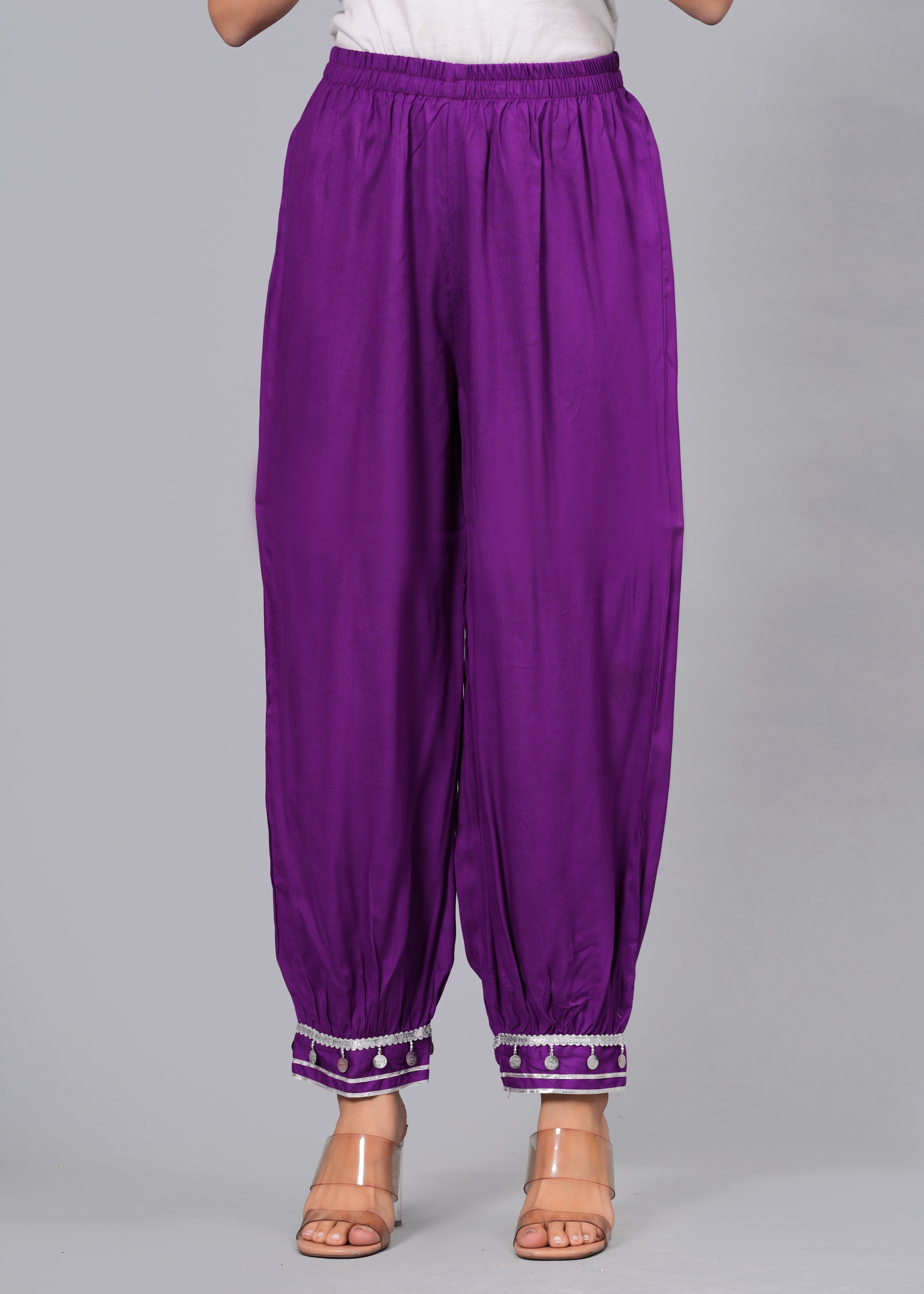 Deep Purple Mirror Embroidered Pathani Suit Set