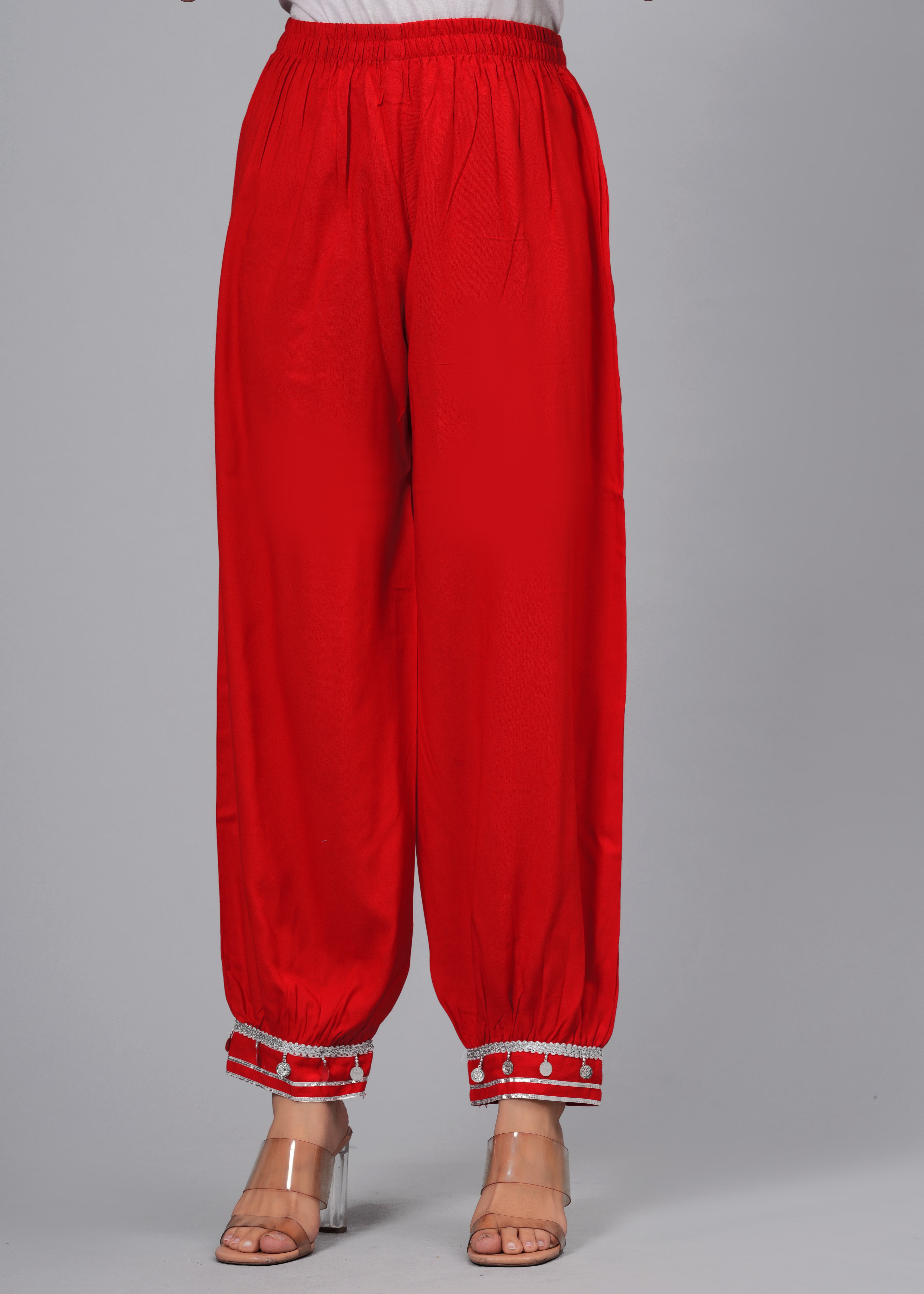 Scarlet Red Mirror Embroidered Pathani Suit Set