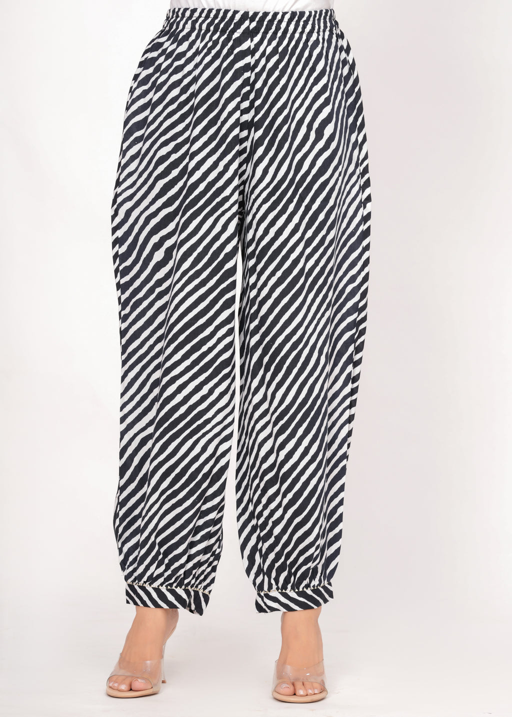 Black & White Zebra Print Rayon Pathani Suit Set