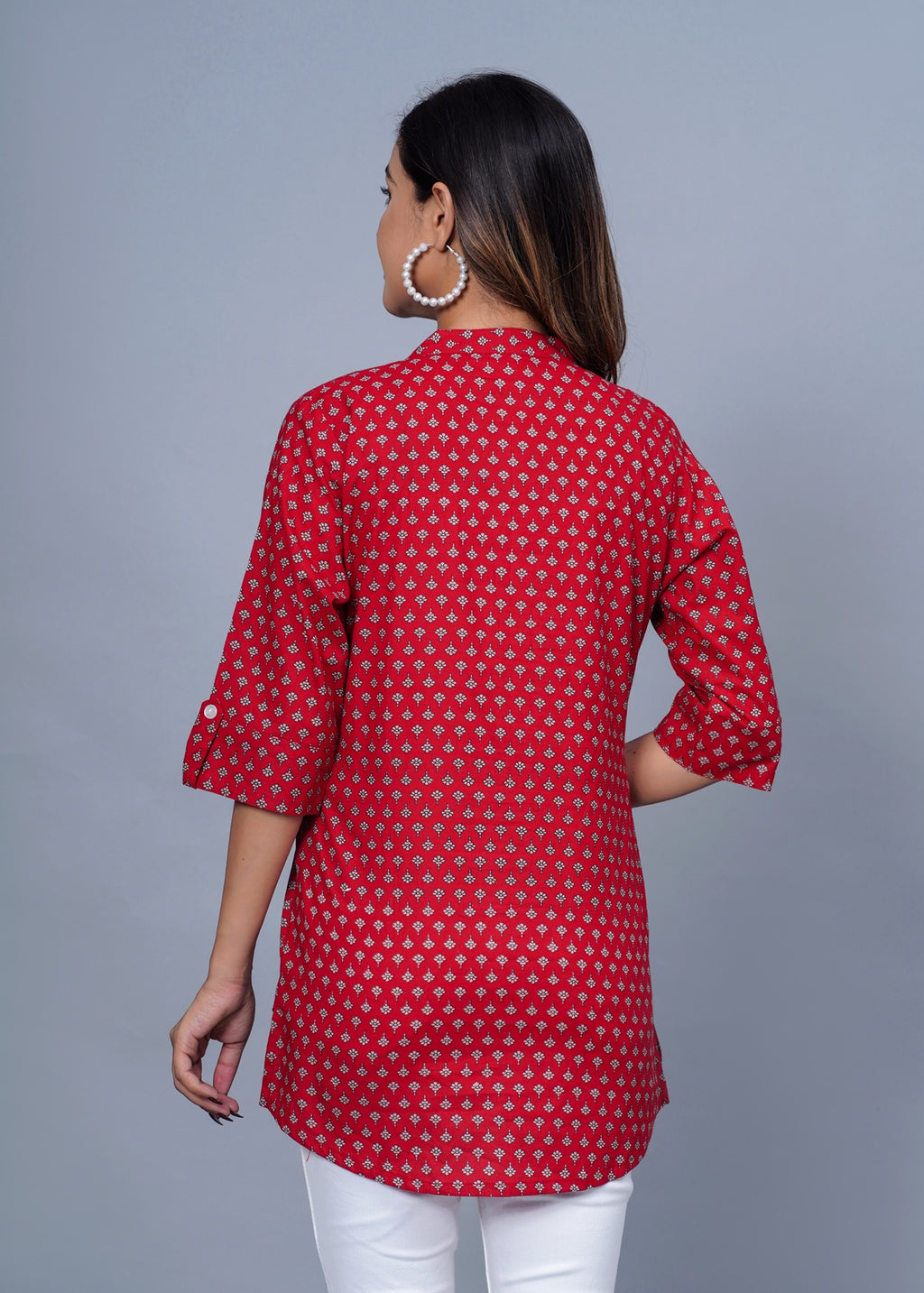 Red Printed Cotton Kurti