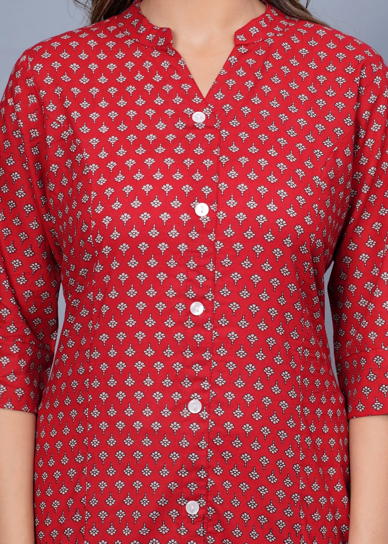 Red Printed Cotton Kurti