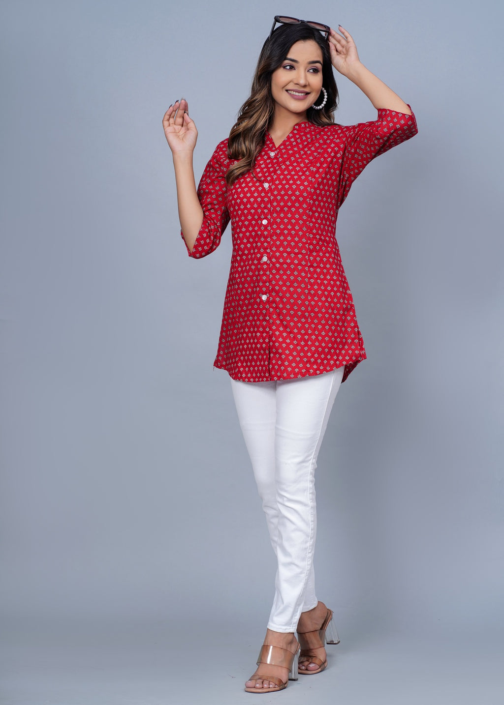 Red Printed Cotton Kurti