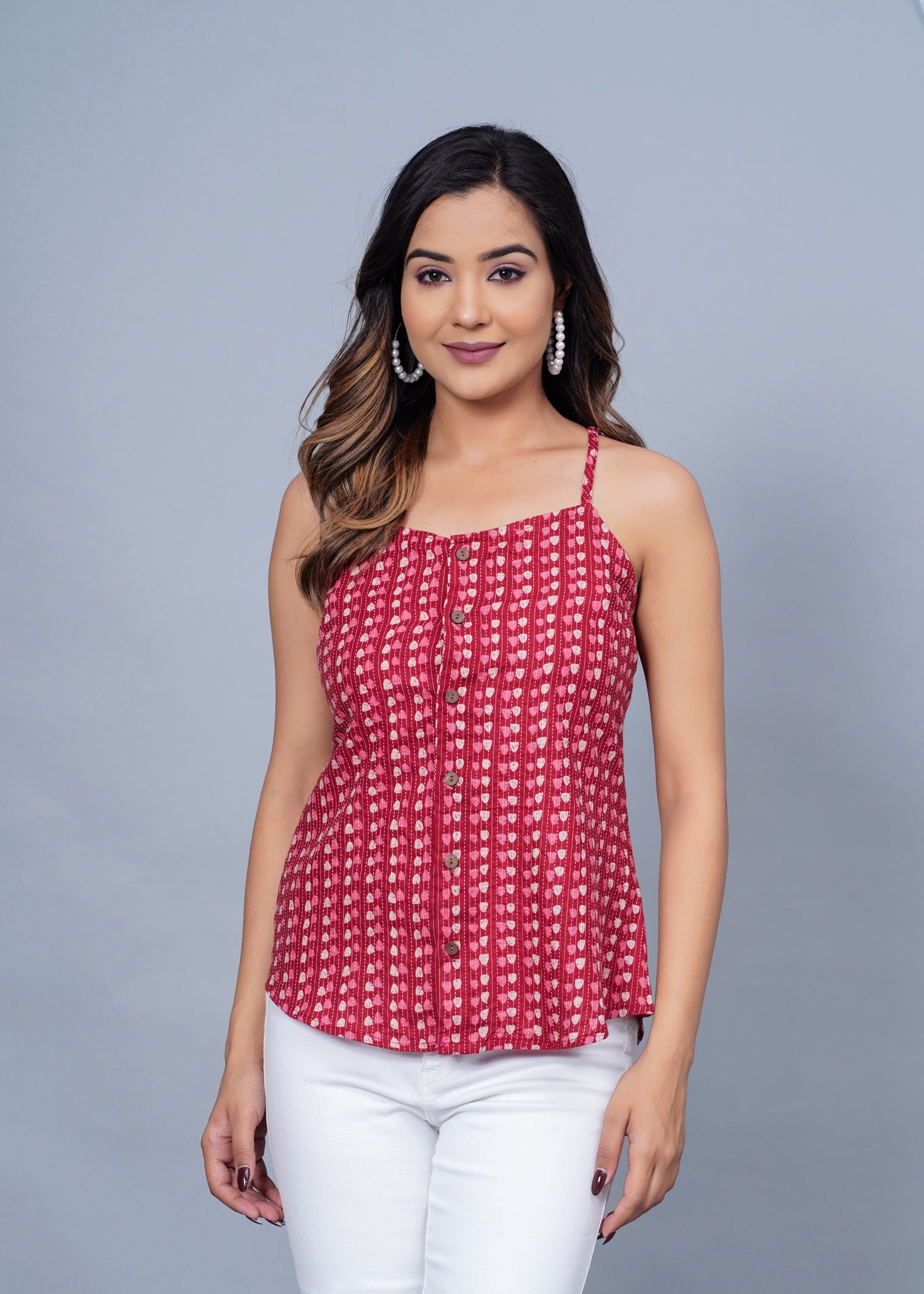 Scarlet Breeze Handblock Cotton Cami Top