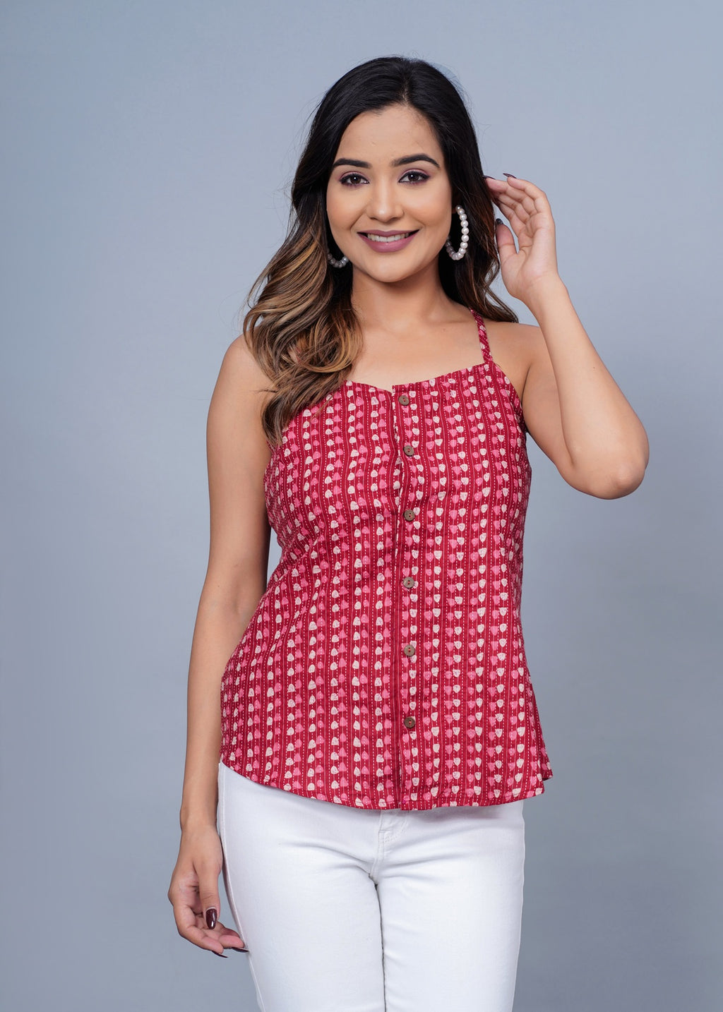 Scarlet Breeze Handblock Cotton Cami Top