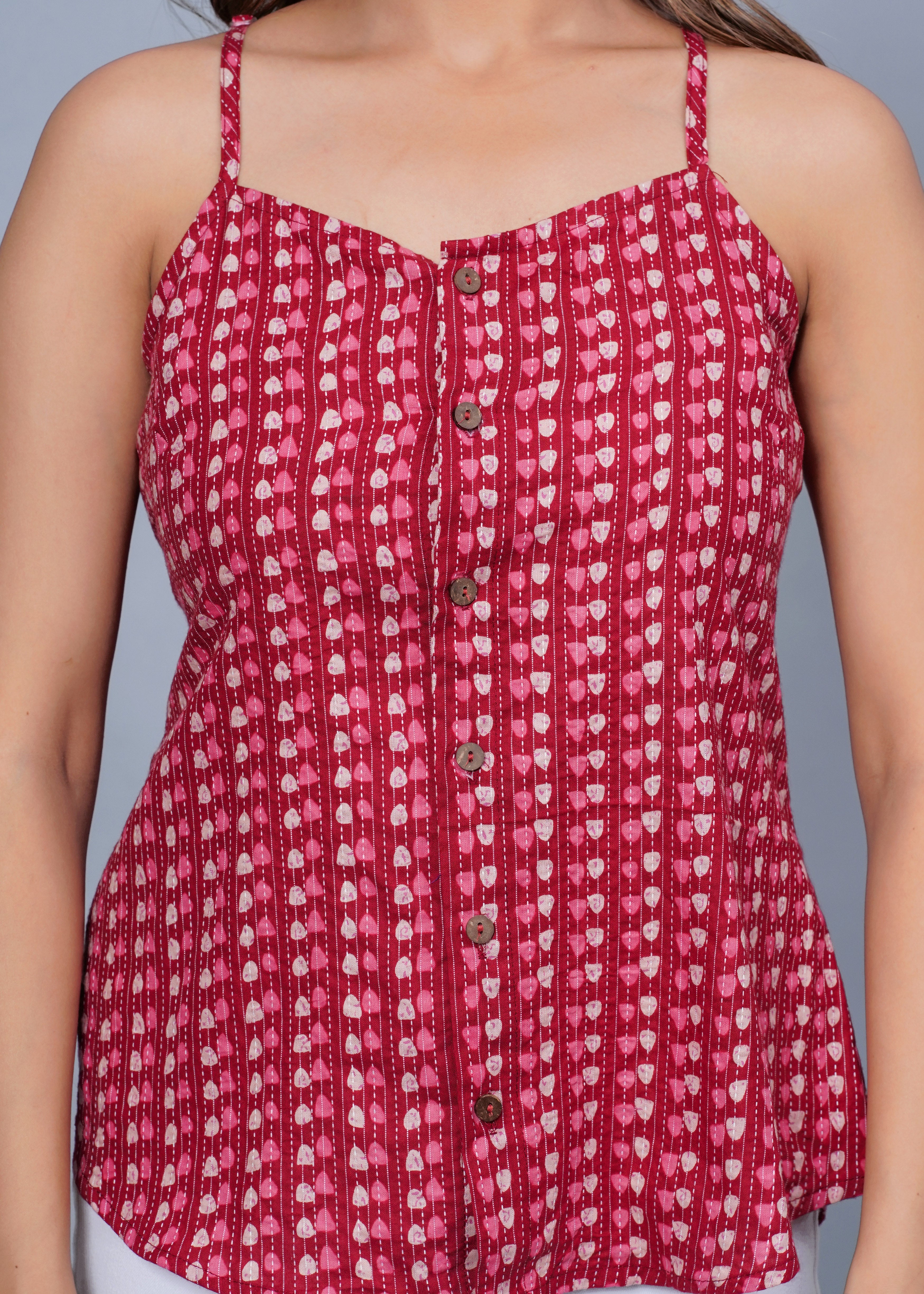 Scarlet Breeze Handblock Cotton Cami Top