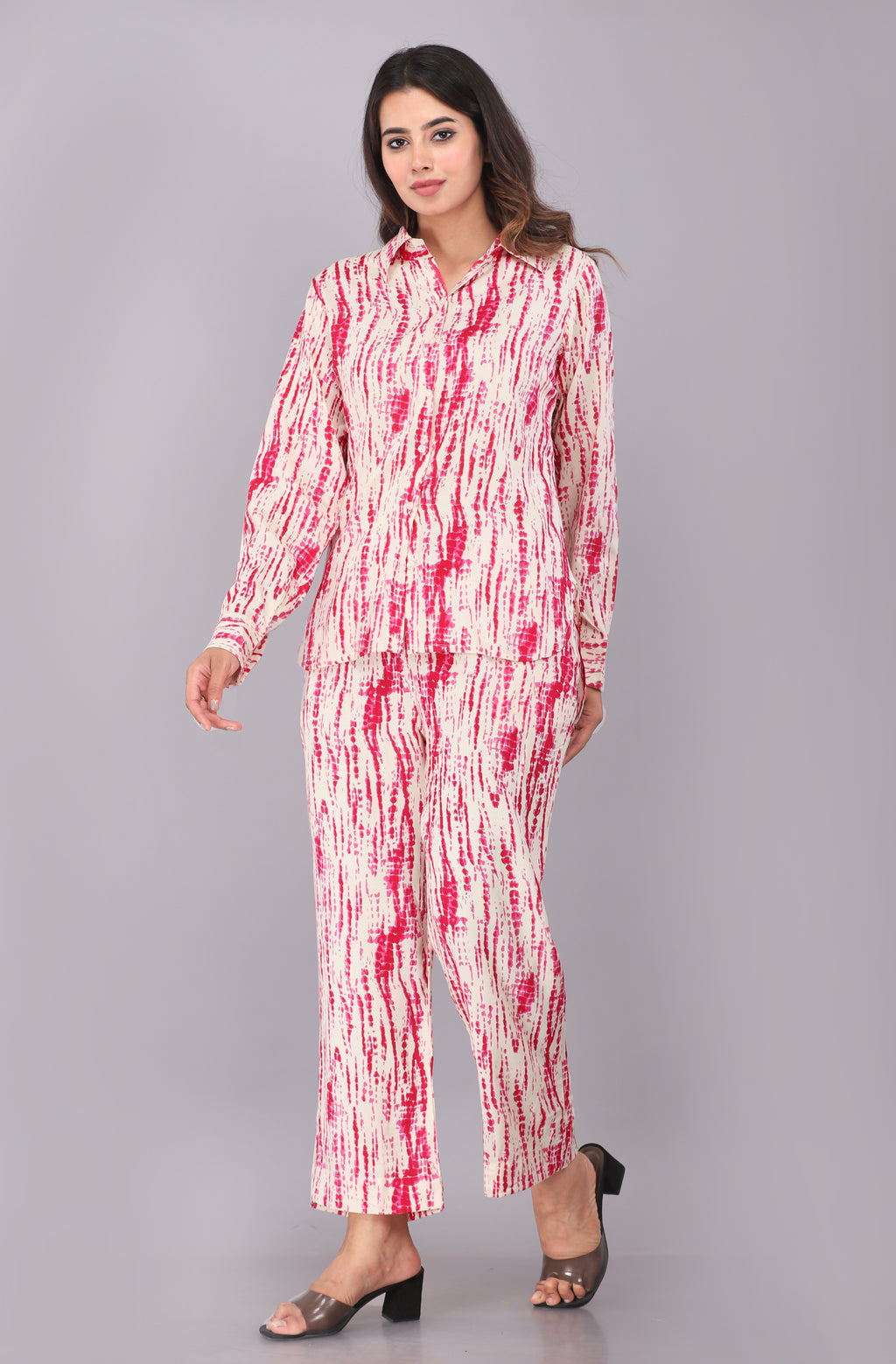 Crimson Cascade Tie-Dye Co-ord Set