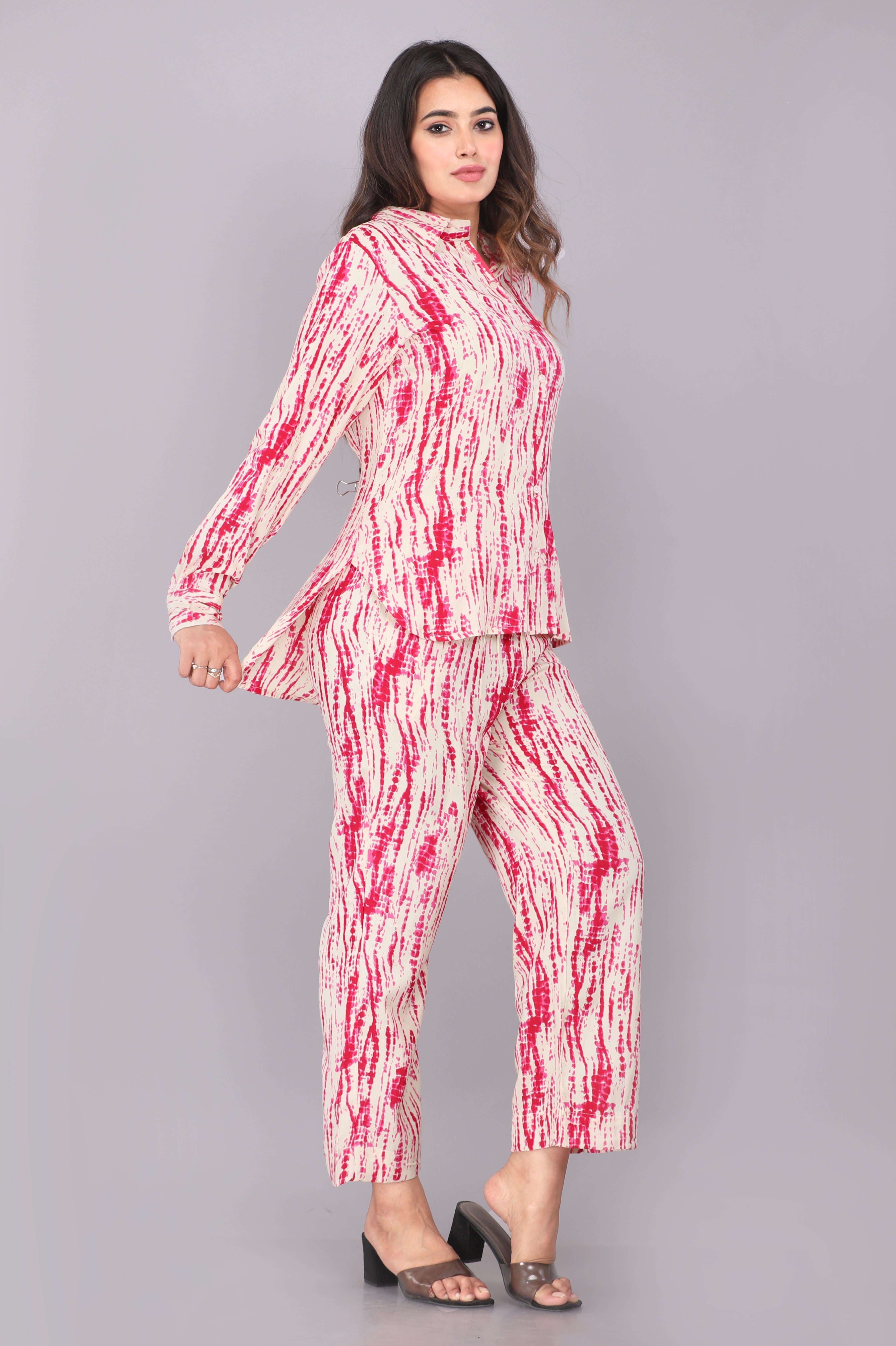 Crimson Cascade Tie-Dye Co-ord Set