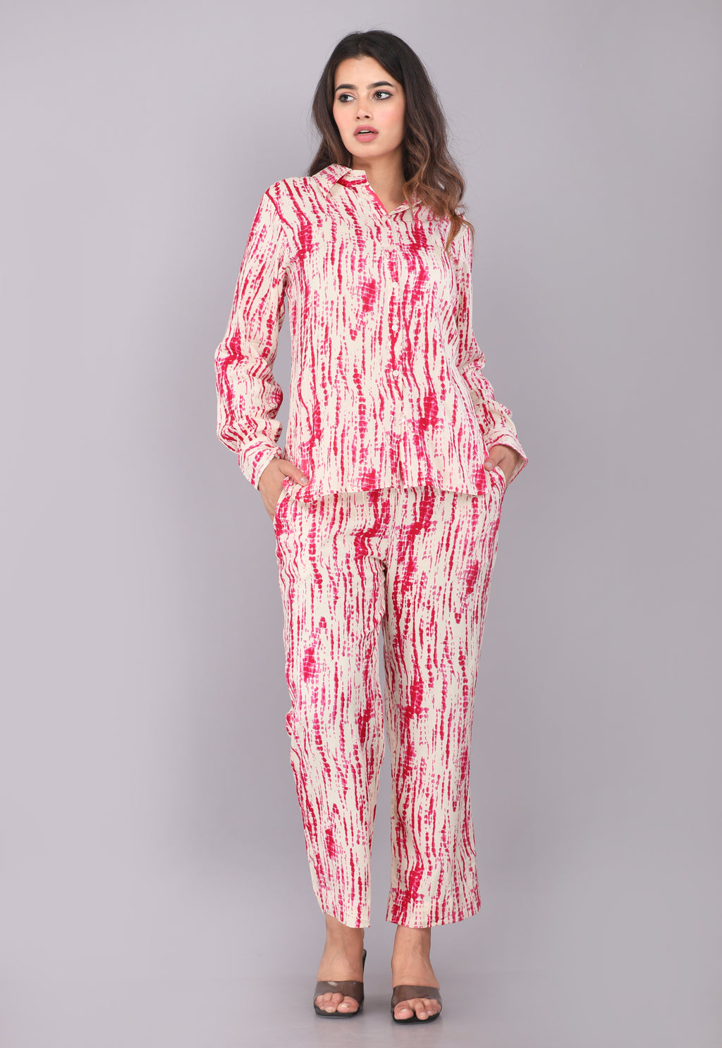 Crimson Cascade Tie-Dye Co-ord Set