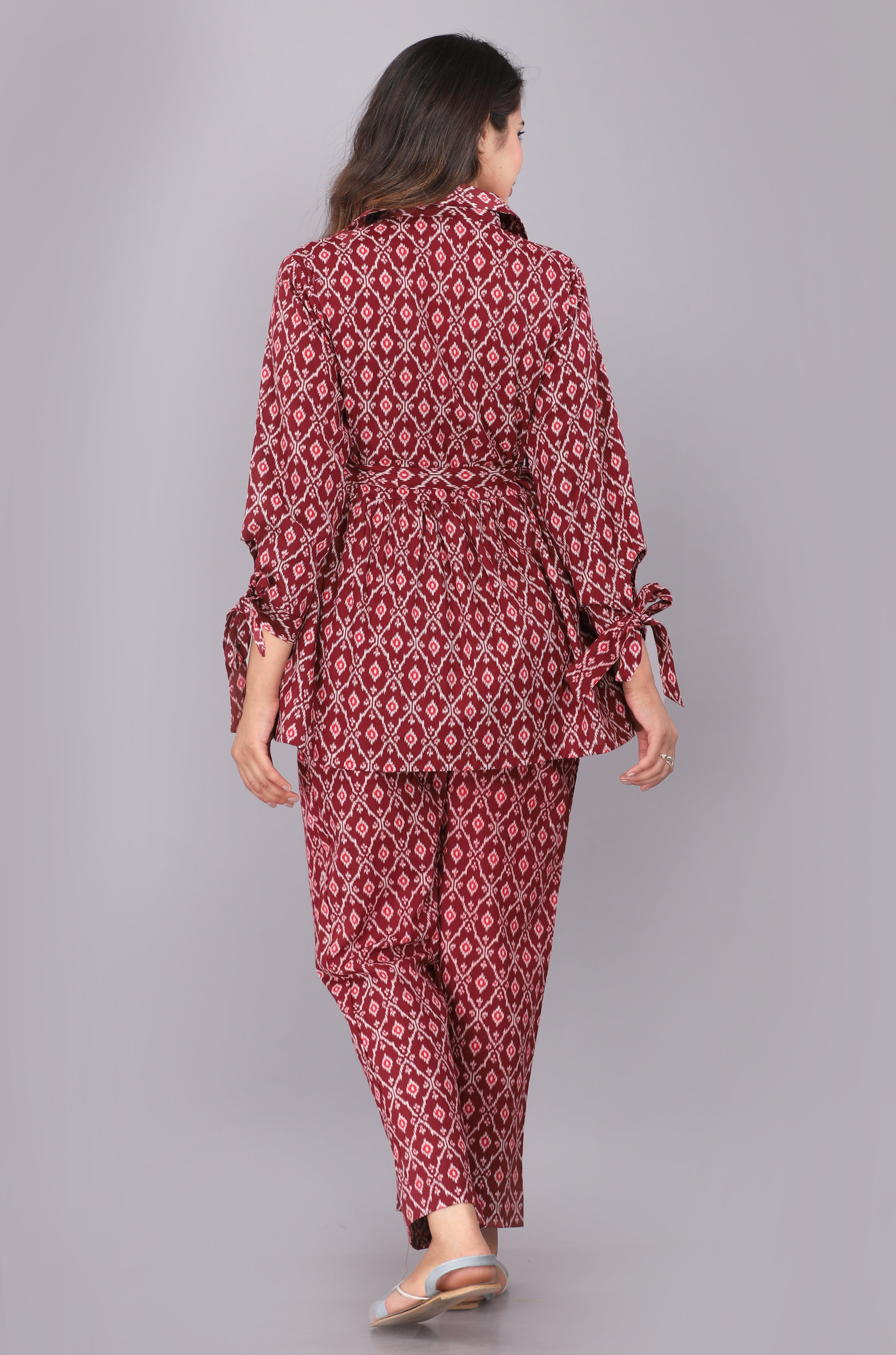 Maroon Mirage Ikat Co-ord Set