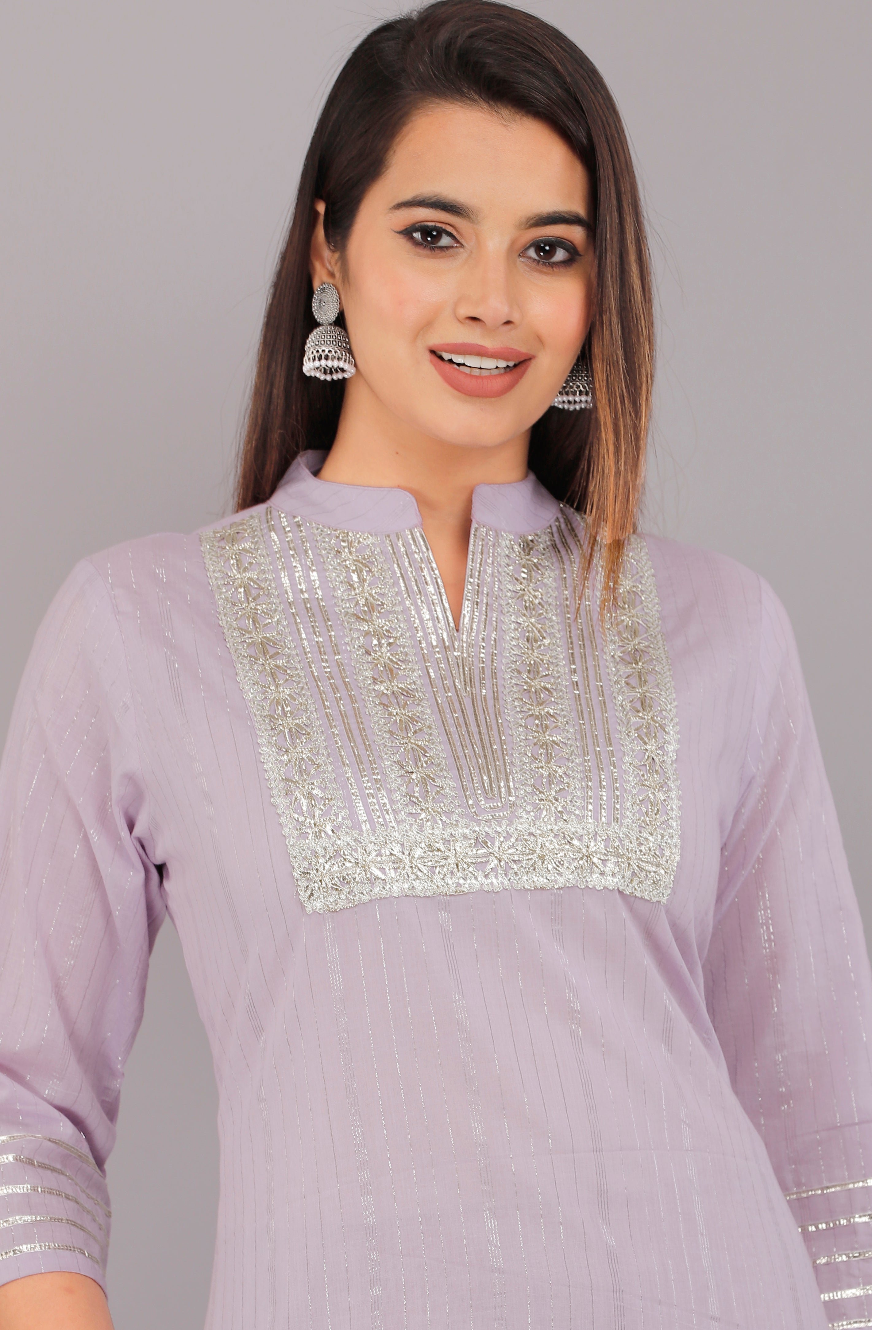 Lilac Gleam Lurex Cotton Kurta