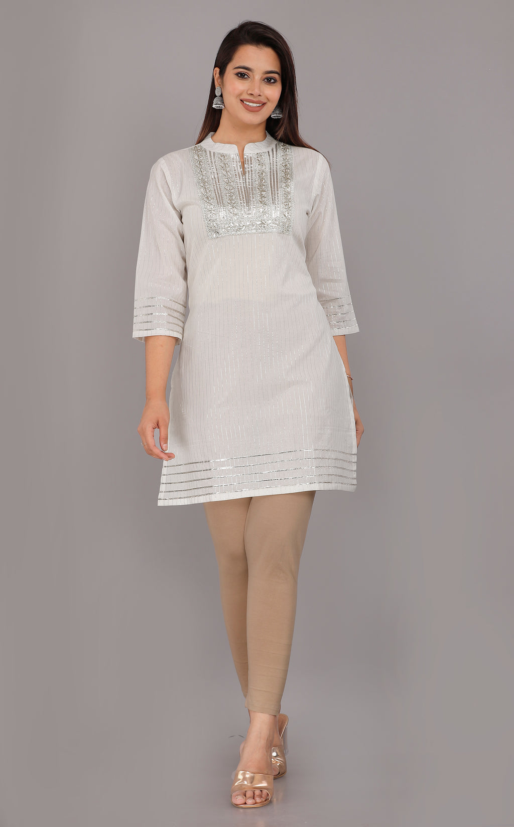 Silver Serenity Lurex Cotton Kurta