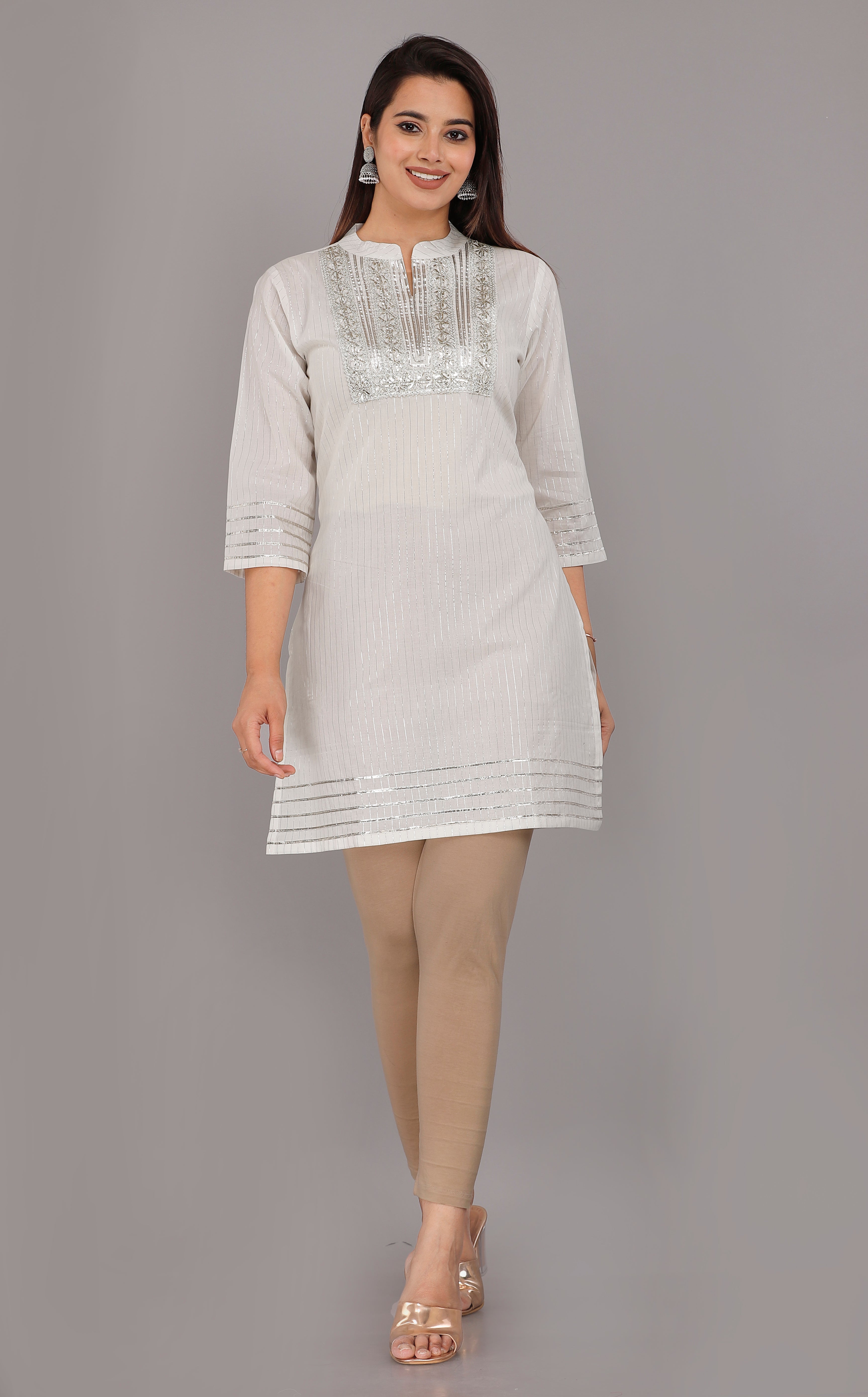 Silver Serenity Lurex Cotton Kurta