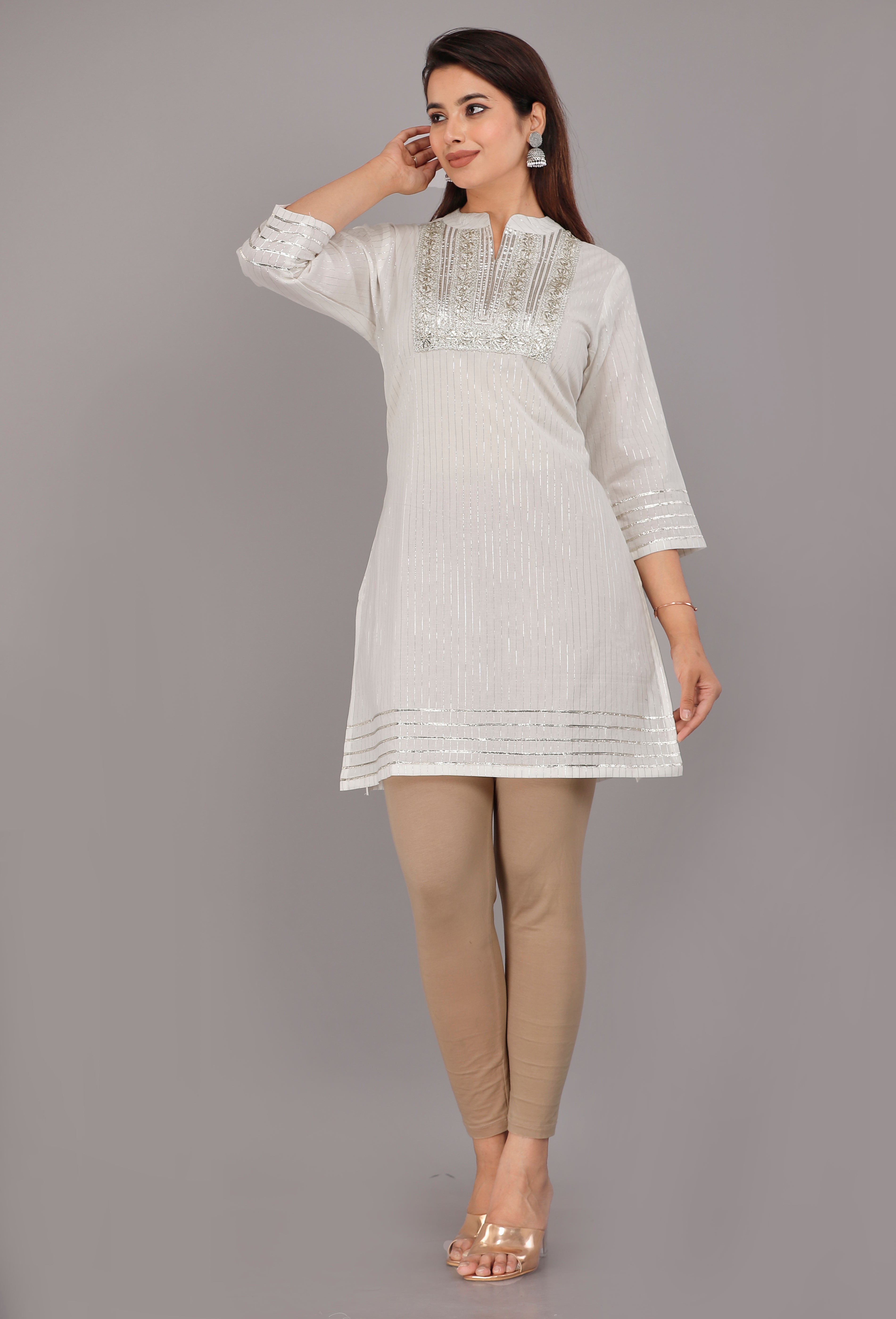 Silver Serenity Lurex Cotton Kurta