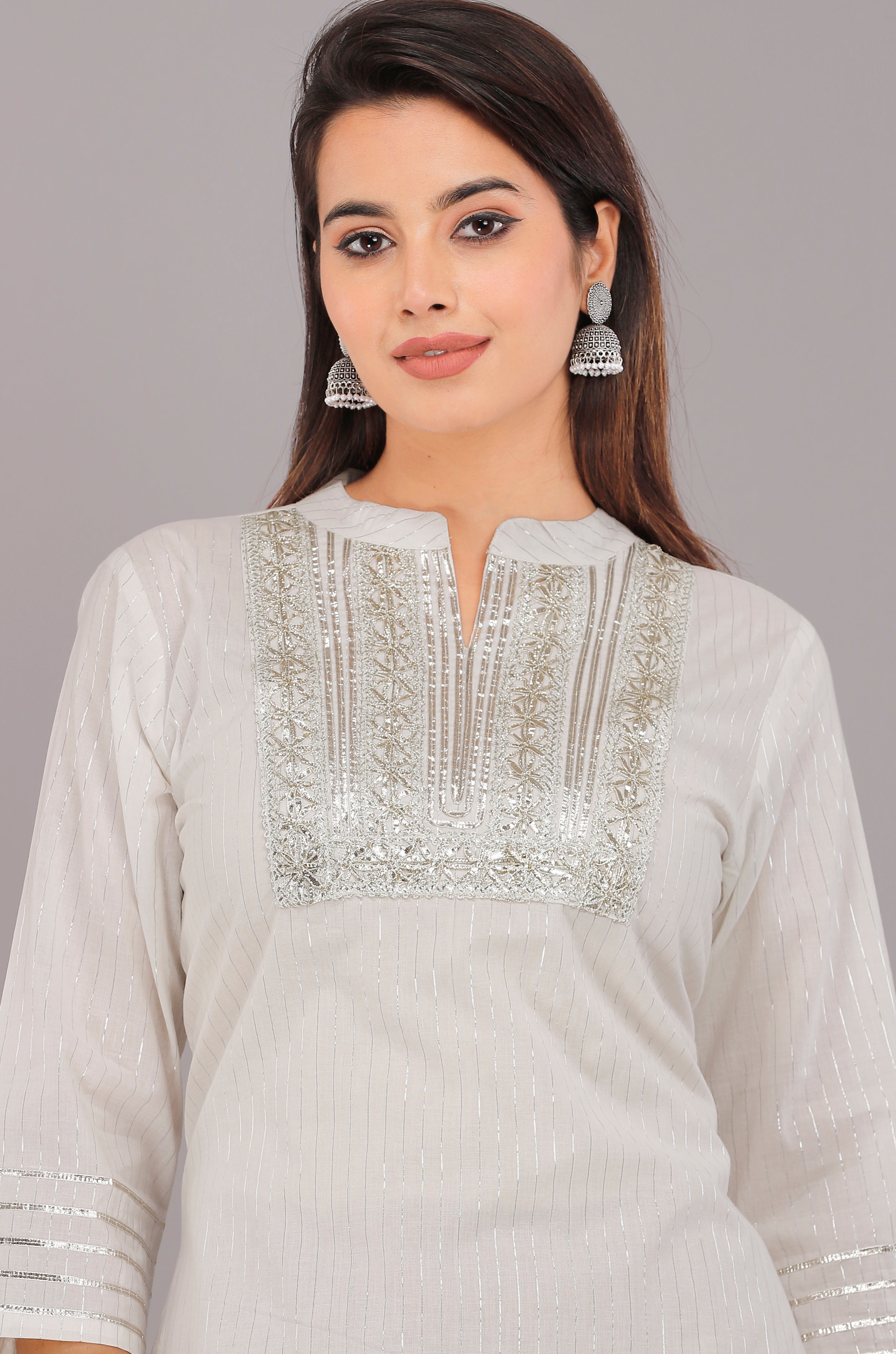 Silver Serenity Lurex Cotton Kurta