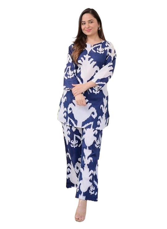 Azure Bloom Ikat Co-ord Set